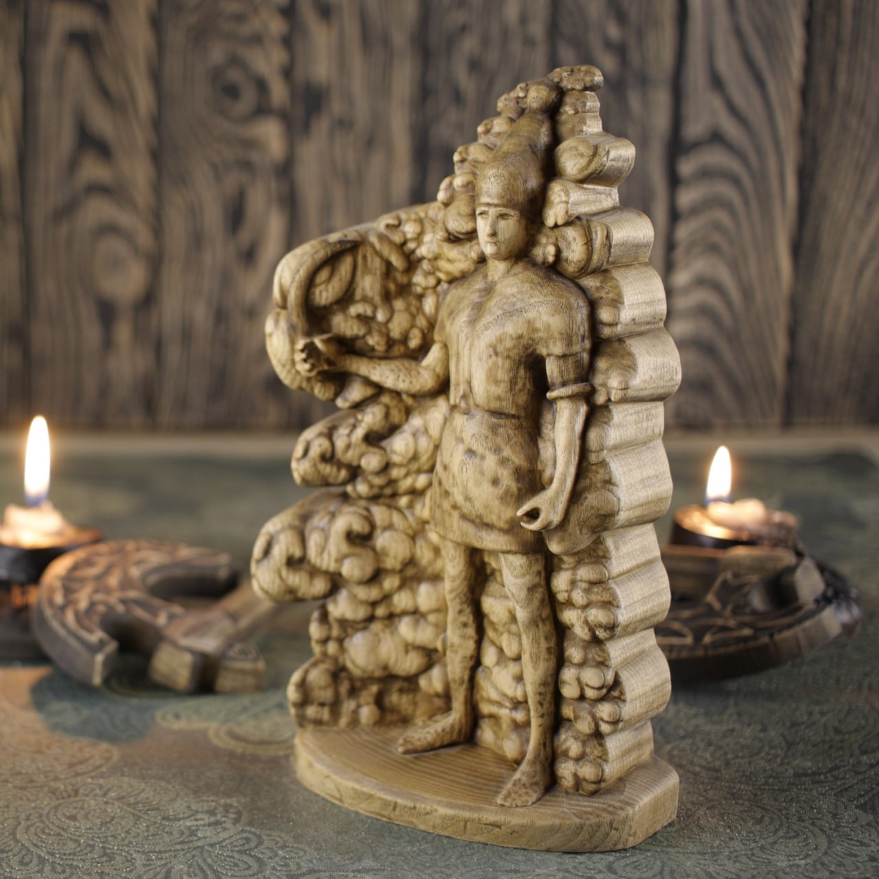 Baal Statue - Wooden Storm God Statue