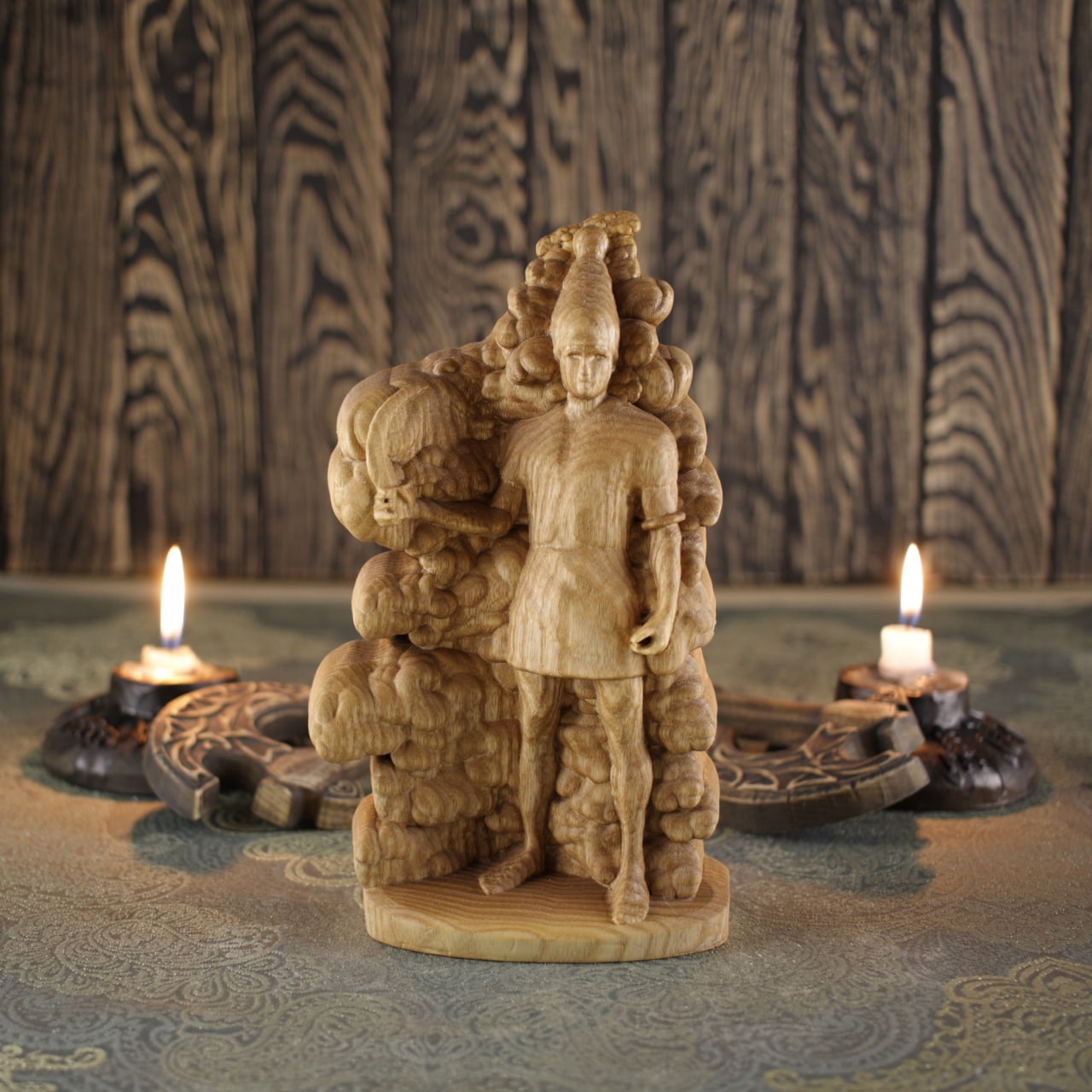 Baal Statue - Wooden Storm God Statue