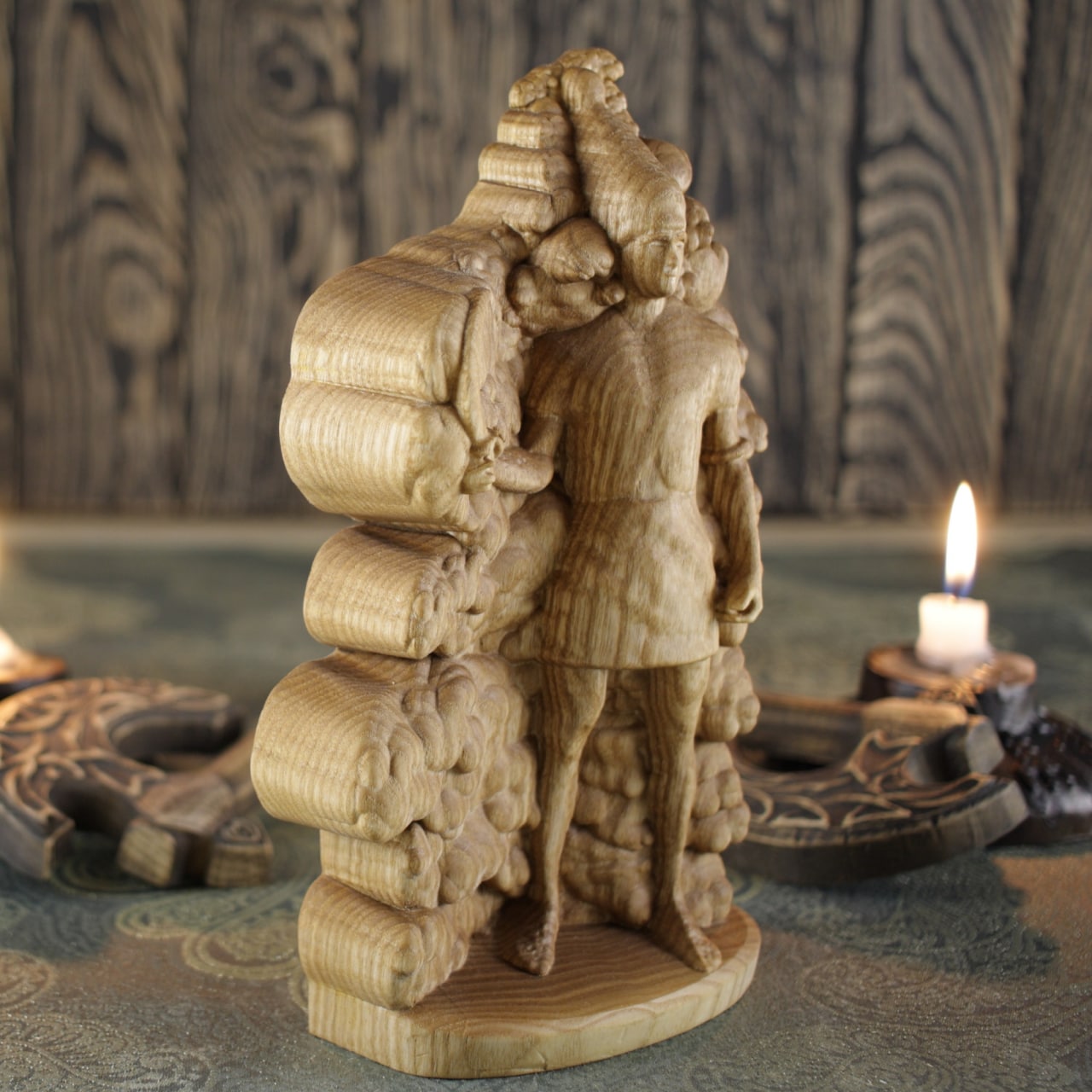 Baal Statue - Wooden Storm God Statue