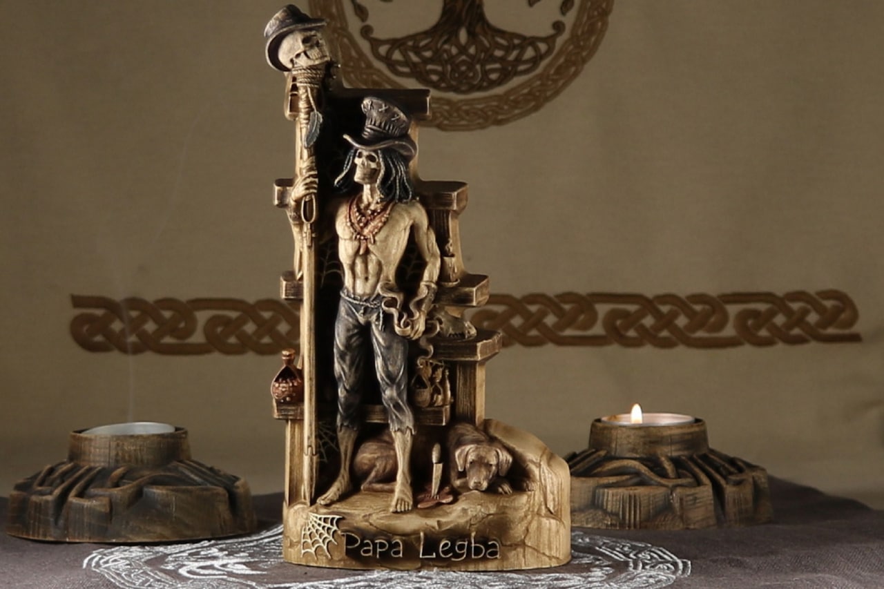 Wooden Papa Legba Statue - lwa in Haitian Vodou