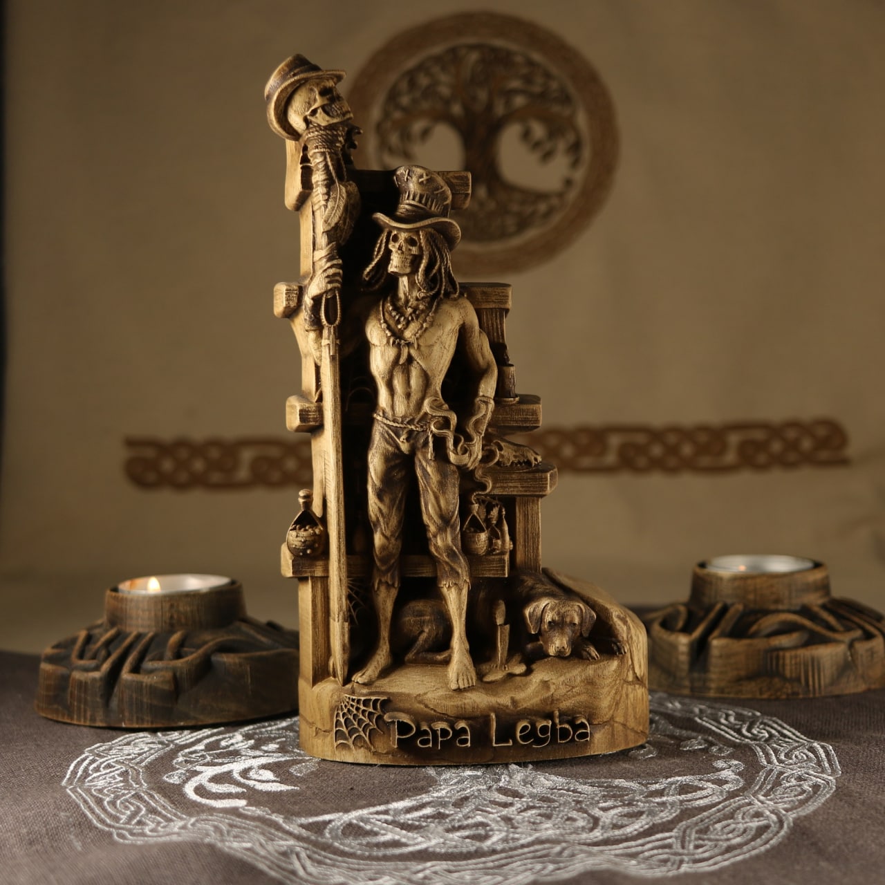 Wooden Papa Legba Statue - lwa in Haitian Vodou