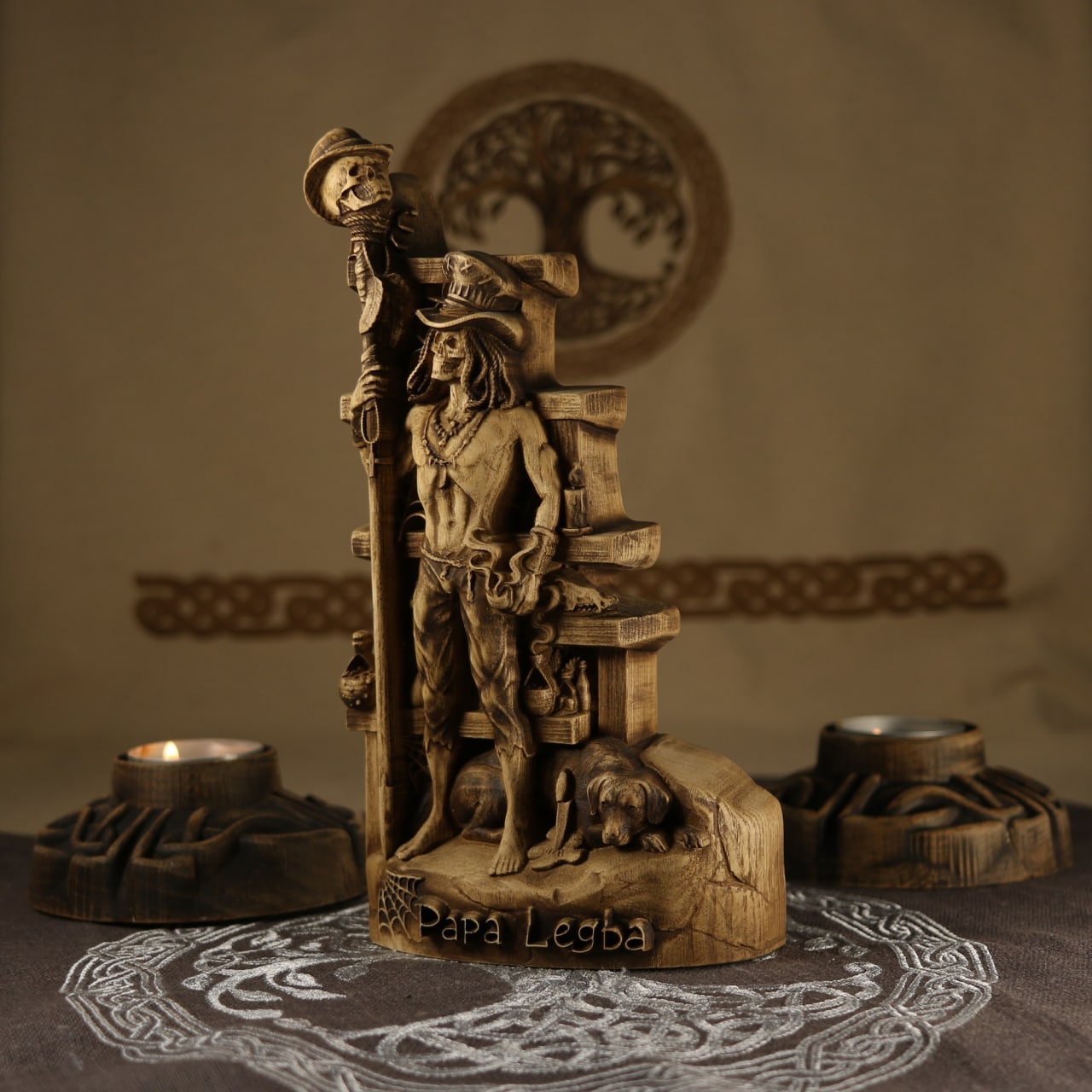 Wooden Papa Legba Statue - lwa in Haitian Vodou