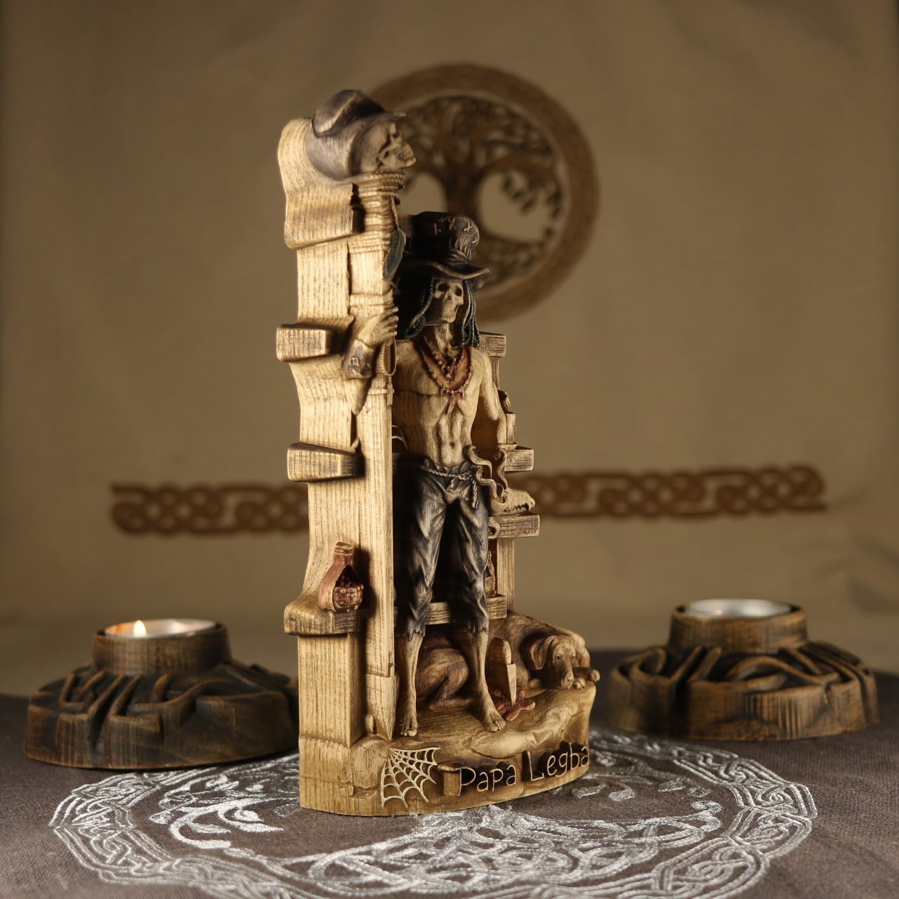 Wooden Papa Legba Statue - lwa in Haitian Vodou