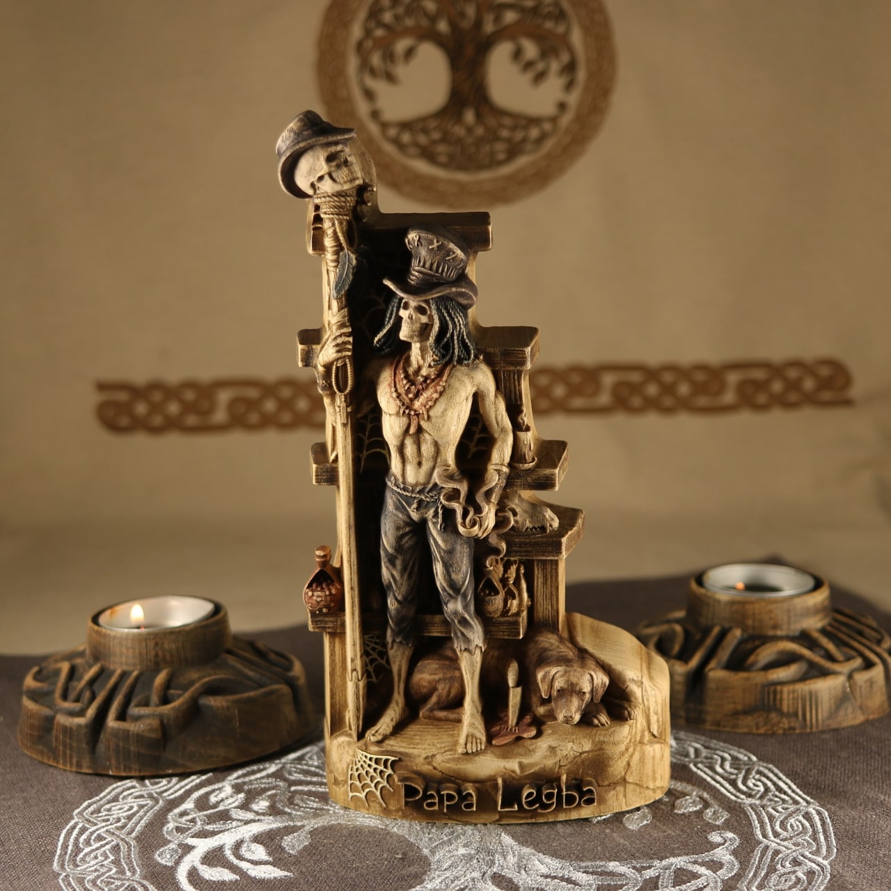 Wooden Papa Legba Statue - lwa in Haitian Vodou