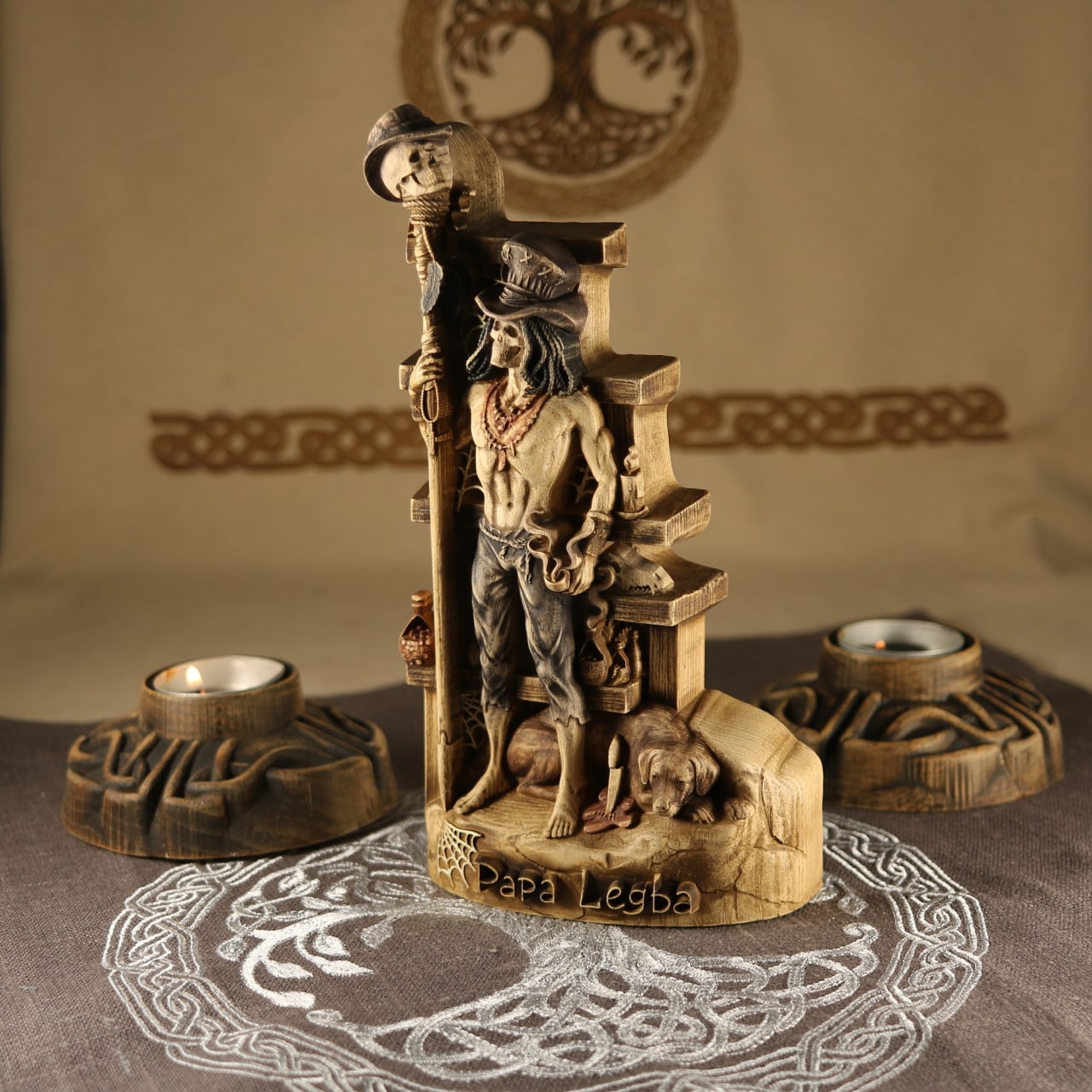 Wooden Papa Legba Statue - lwa in Haitian Vodou