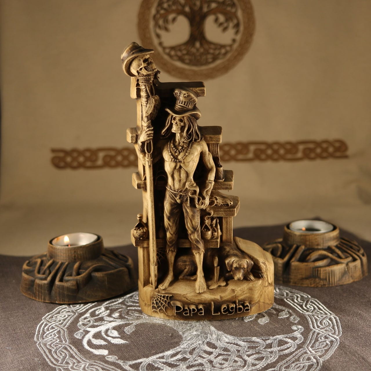 Wooden Papa Legba Statue - lwa in Haitian Vodou