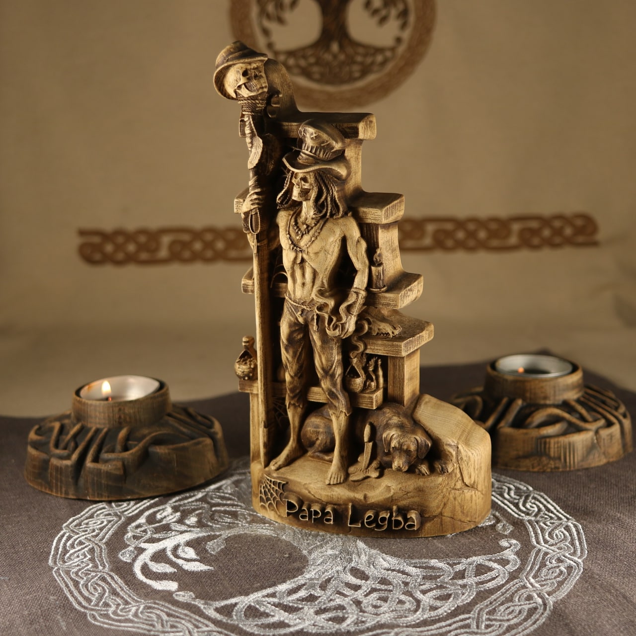 Wooden Papa Legba Statue - lwa in Haitian Vodou