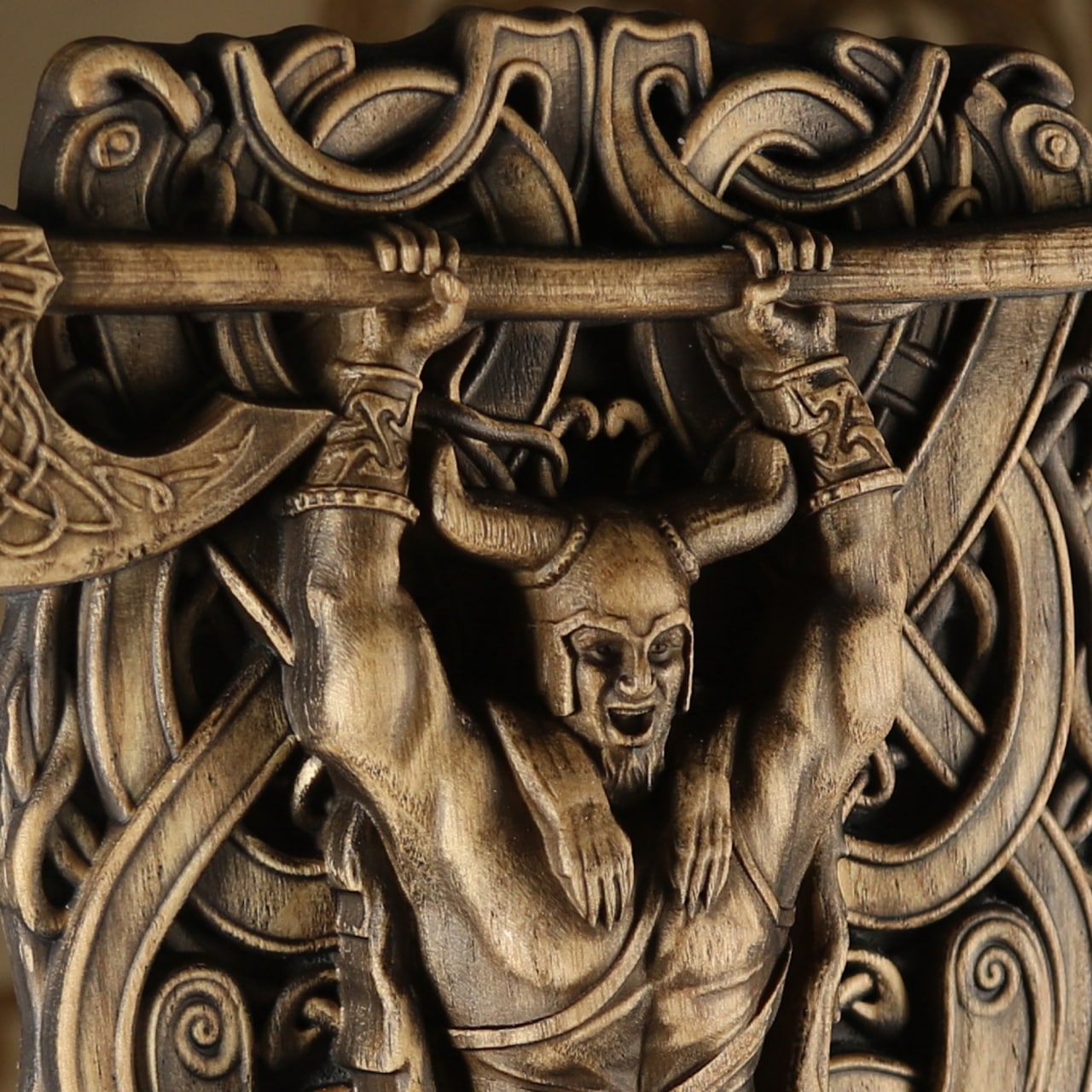 Wooden Borr Statue - Viking Decor Norse Pagan Sculpture