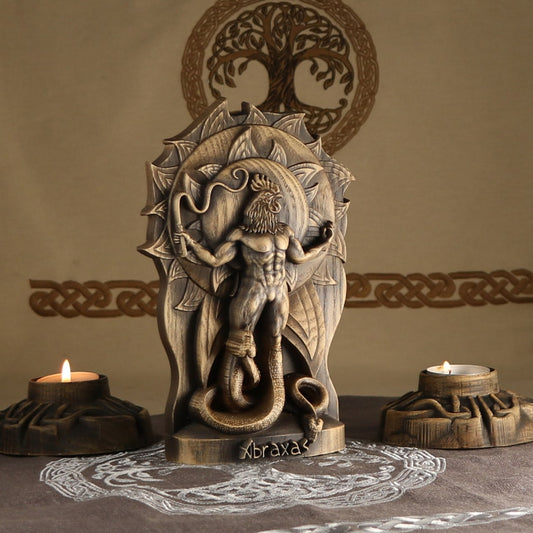 Abraxas Head of Heaven and Aeons Wooden Statue