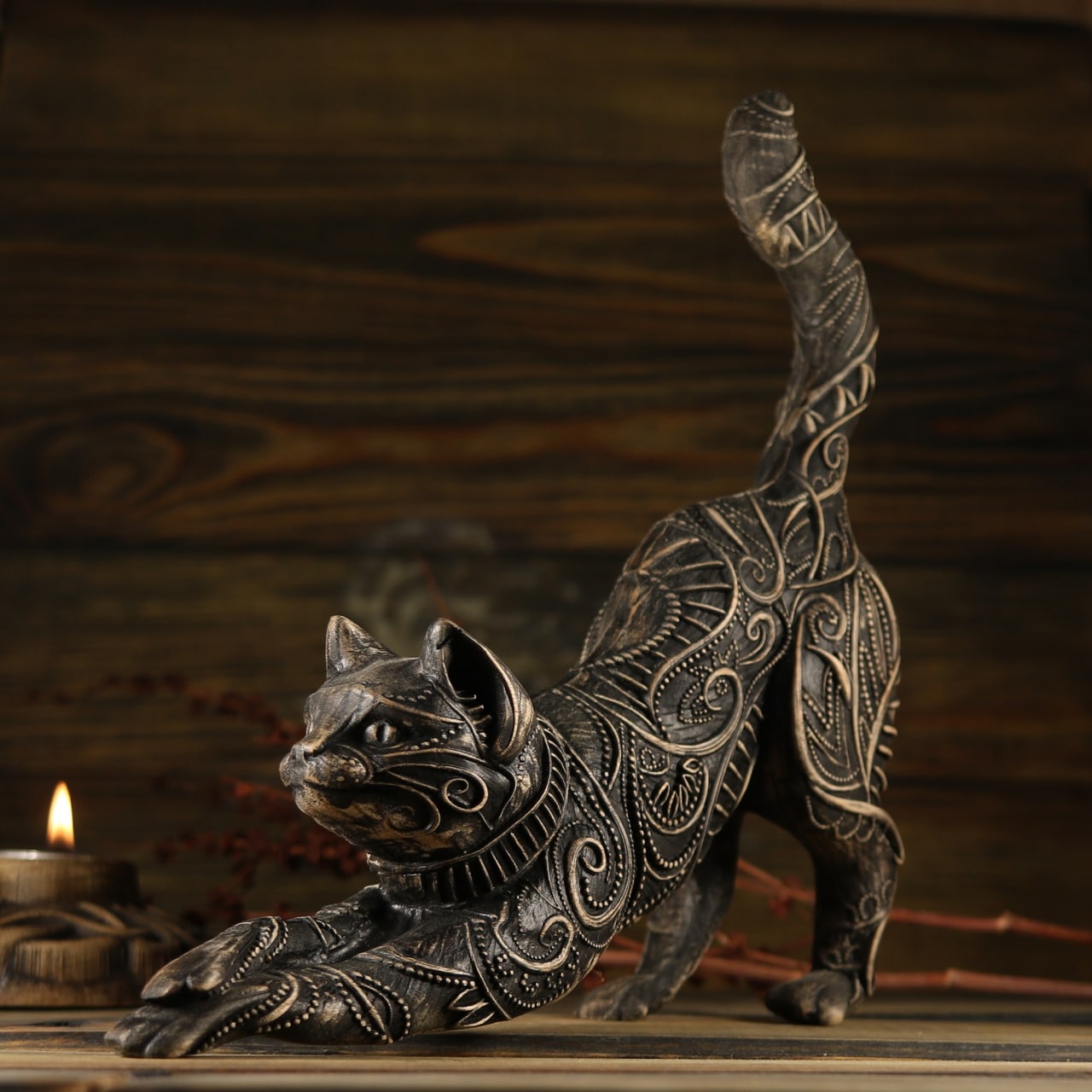 Cat, The Guardian Predator, wooden statue – Art Carving Shop