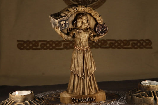 Wooden Gothic Sculpture Dantalion - Occult Statue Duke of Hell