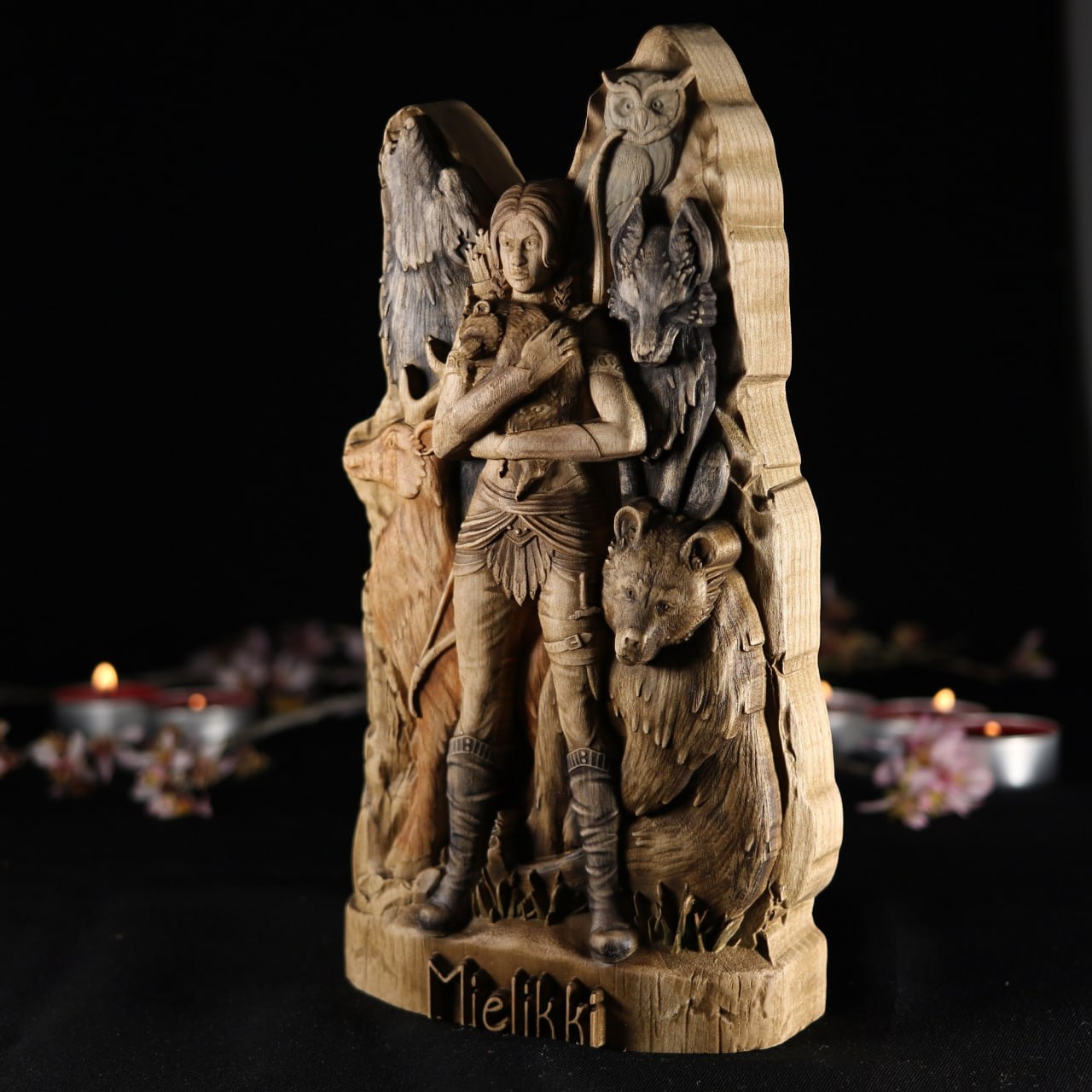 Mielikki Statue Wooden Goddess of Forest