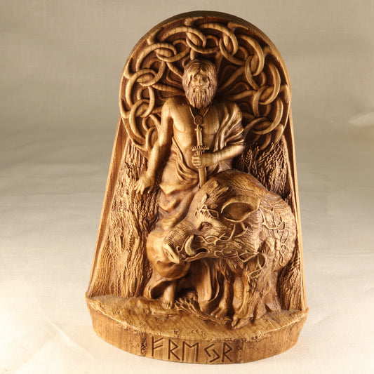Freyr Norse God of Fertility hand-carved ash wood statue — ArtCarving Shop
