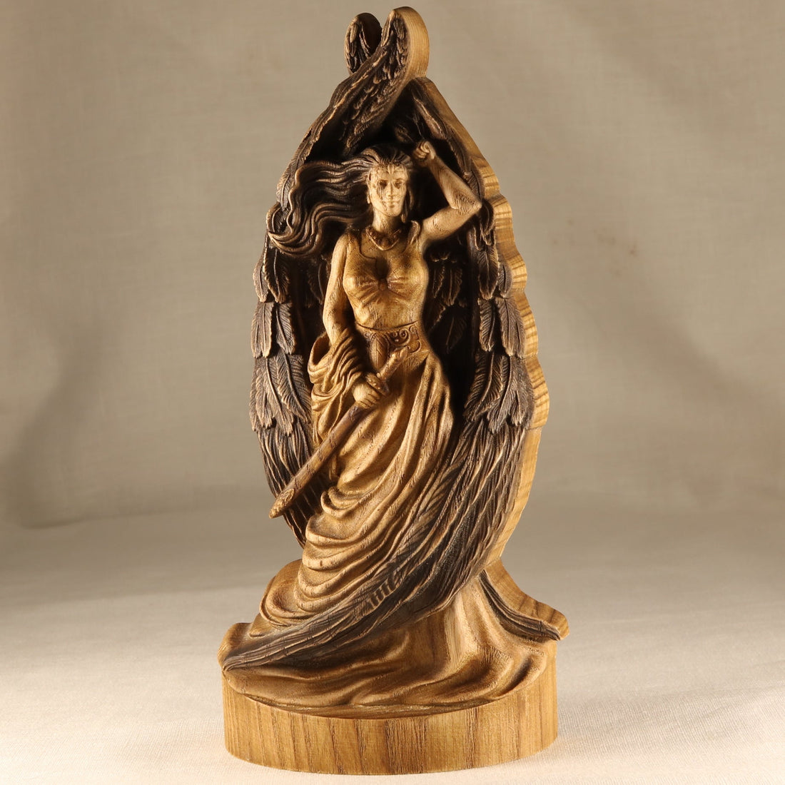Freya Norse Goddess of Love and War hand-carved ash wood statue — ArtCarving Shop