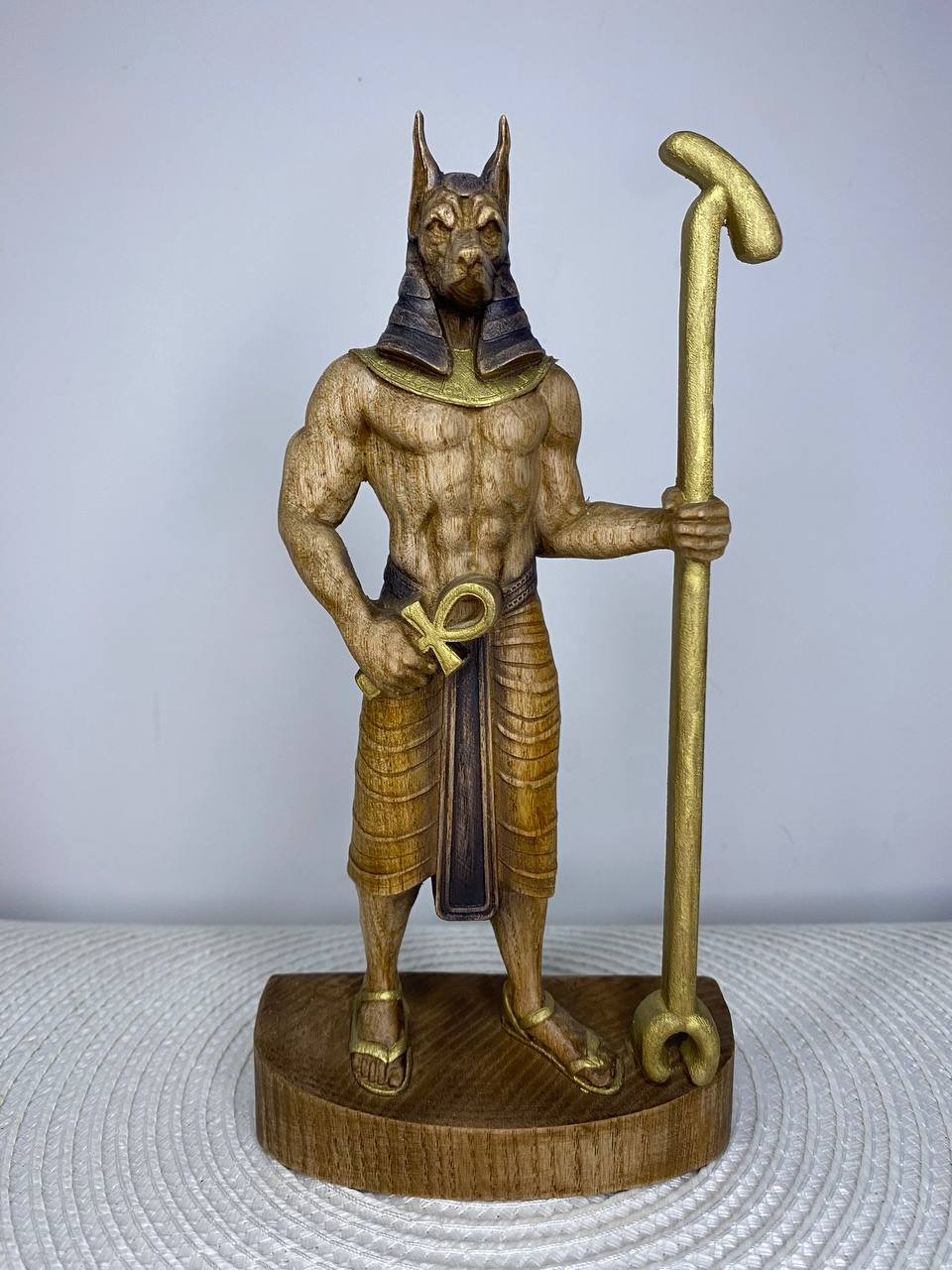 Anubis Egyptian God of the Dead hand-carved ash wood statue — ArtCarving Shop