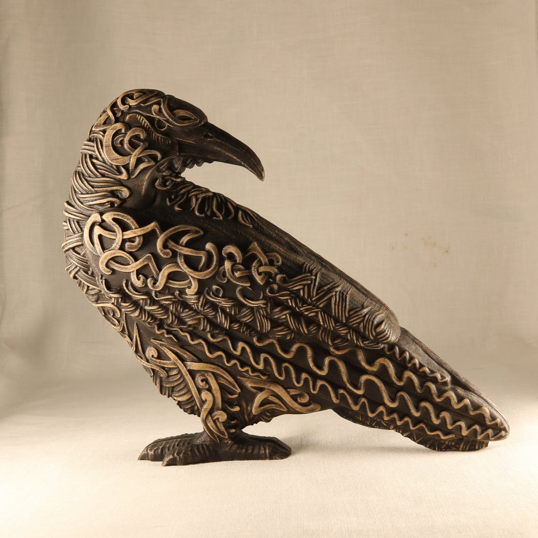 Hand-carved wooden Raven Norse pagan statue – ArtCarving Shop