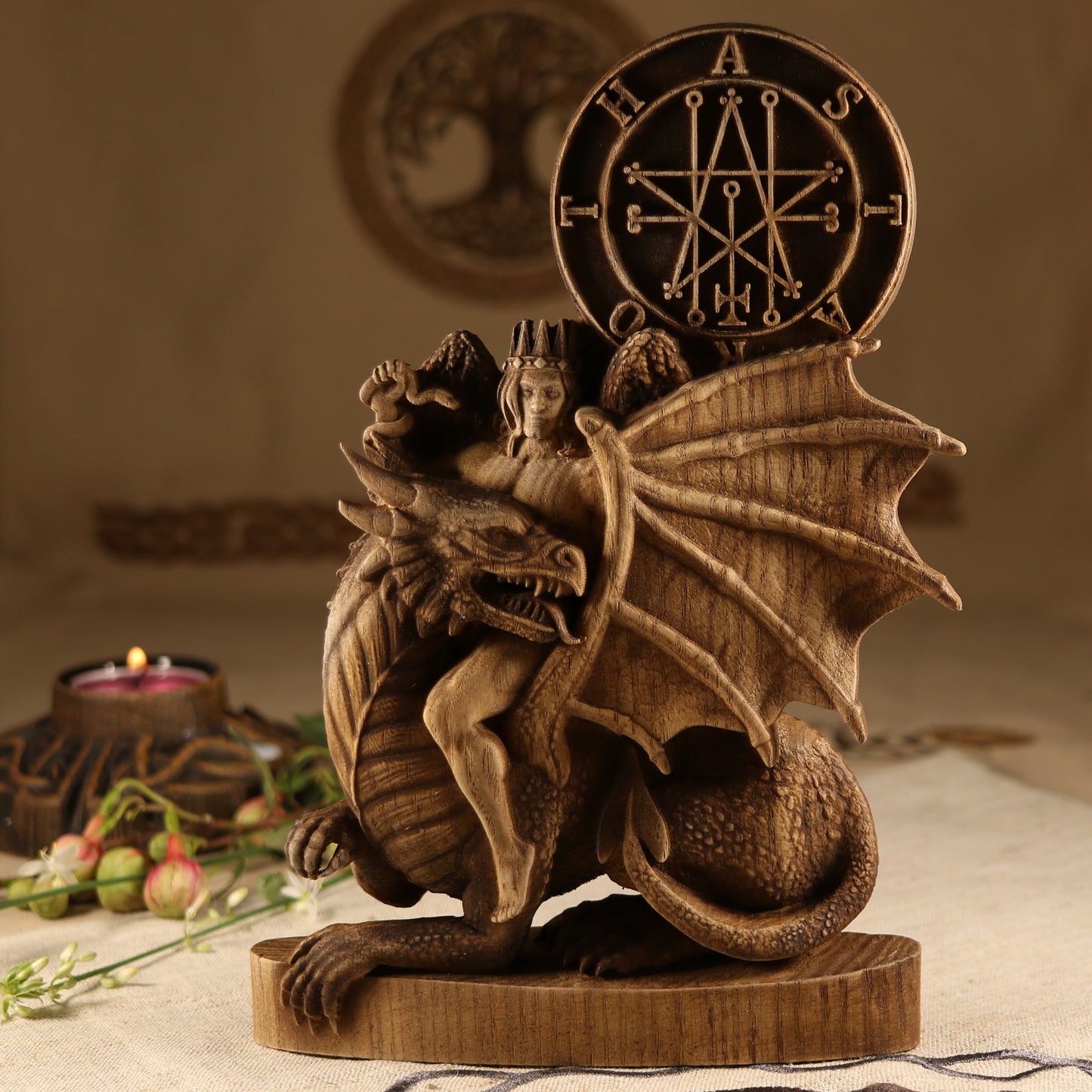 Astaroth Astaroth statue Astaroth sigl Demon statue Satan statue Witchcraft altar Ishtar statue Occult décor Gods statue Wood carved statue