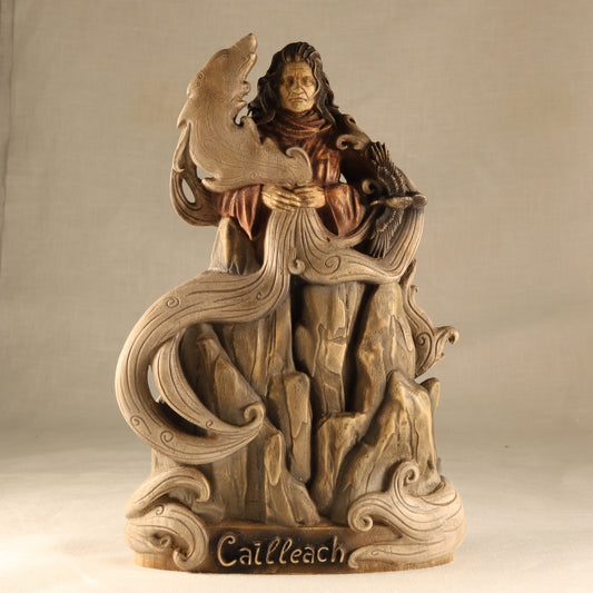 Cailleach Statue — Celtic Winter Goddess: Pagan Altar Decor, Celtic Mythology, and Wicca Symbol Wooden statue