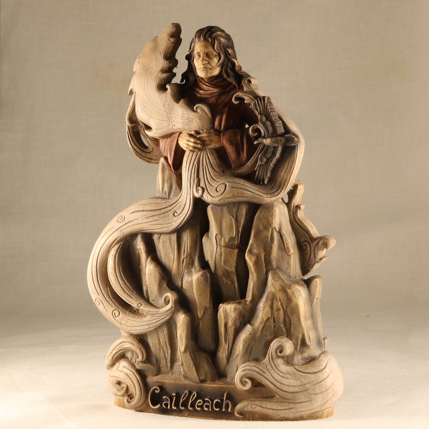 Cailleach Statue — Celtic Winter Goddess: Pagan Altar Decor, Celtic Mythology, and Wicca Symbol Wooden statue