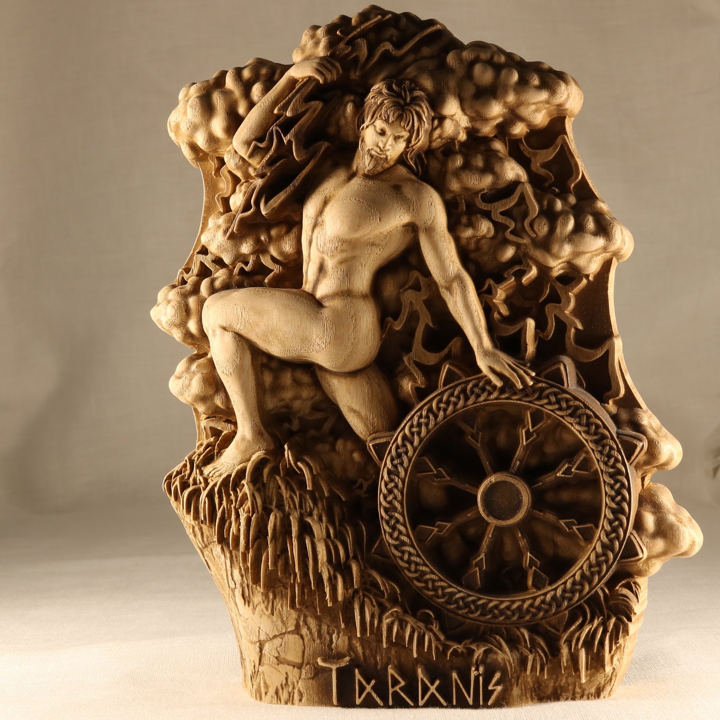 Wooden Celtic Sculpture Taranis from Celtic Mythology