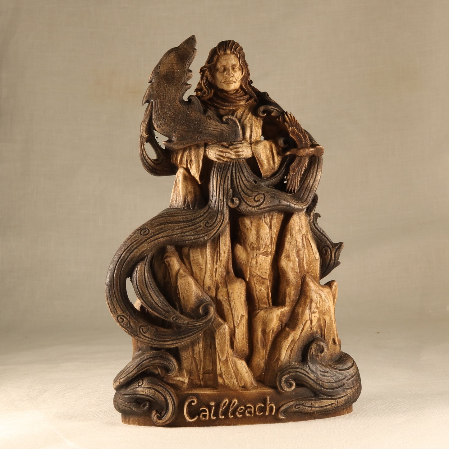 Cailleach Statue — Celtic Winter Goddess: Pagan Altar Decor, Celtic Mythology, and Wicca Symbol Wooden statue