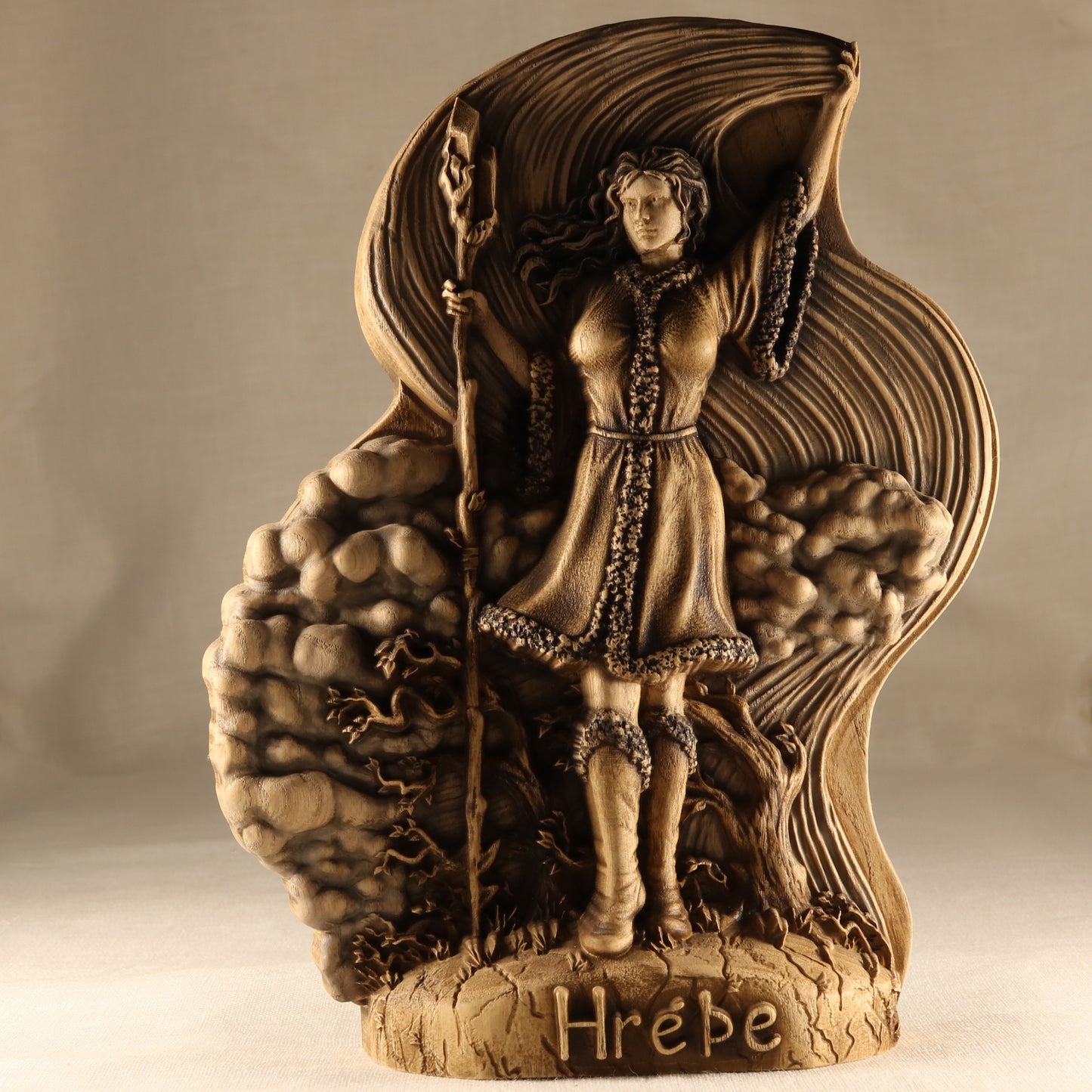 Hrepe Norse Mythology Statue - Wooden Scandinavian Gods