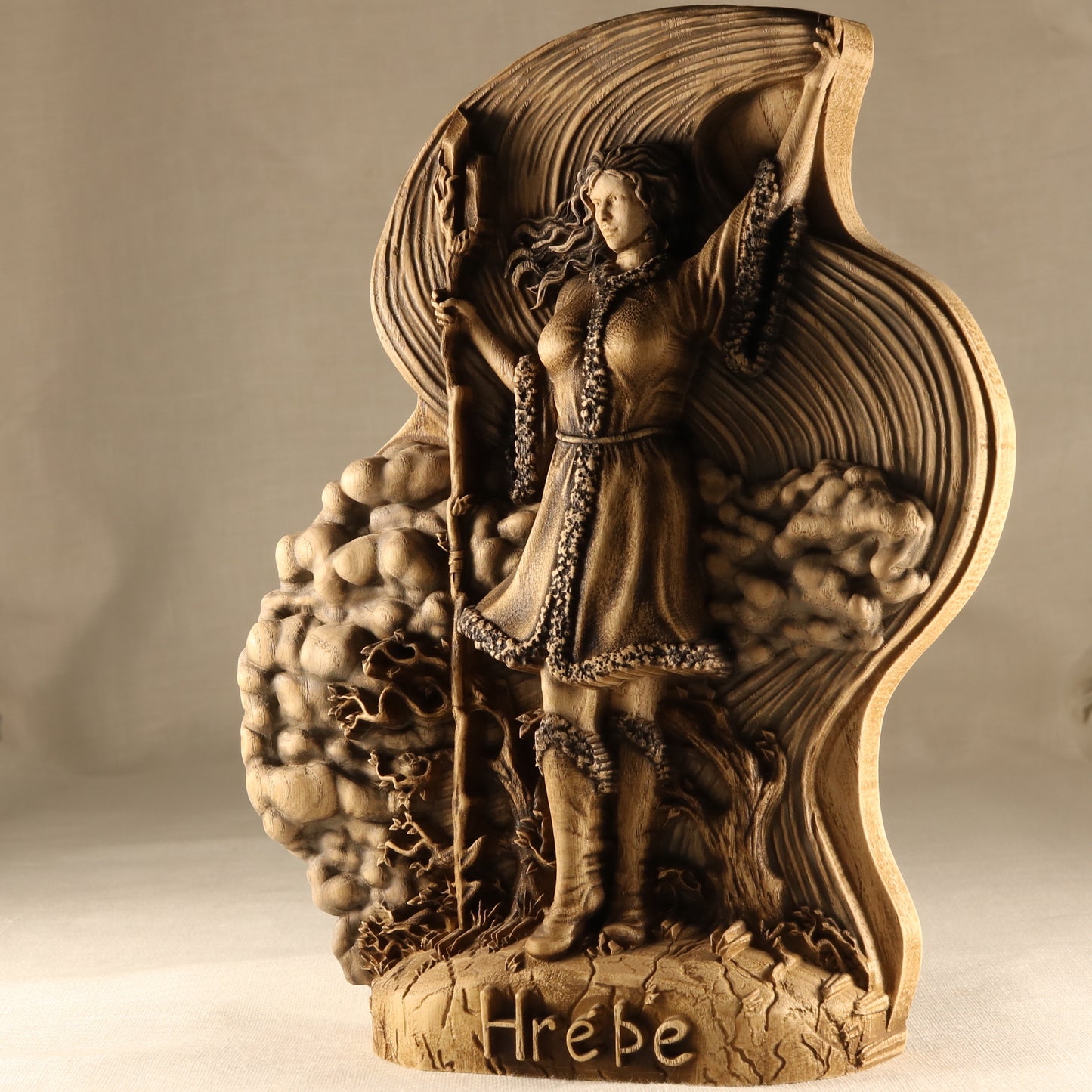 Hrepe Norse Mythology Statue - Wooden Scandinavian Gods