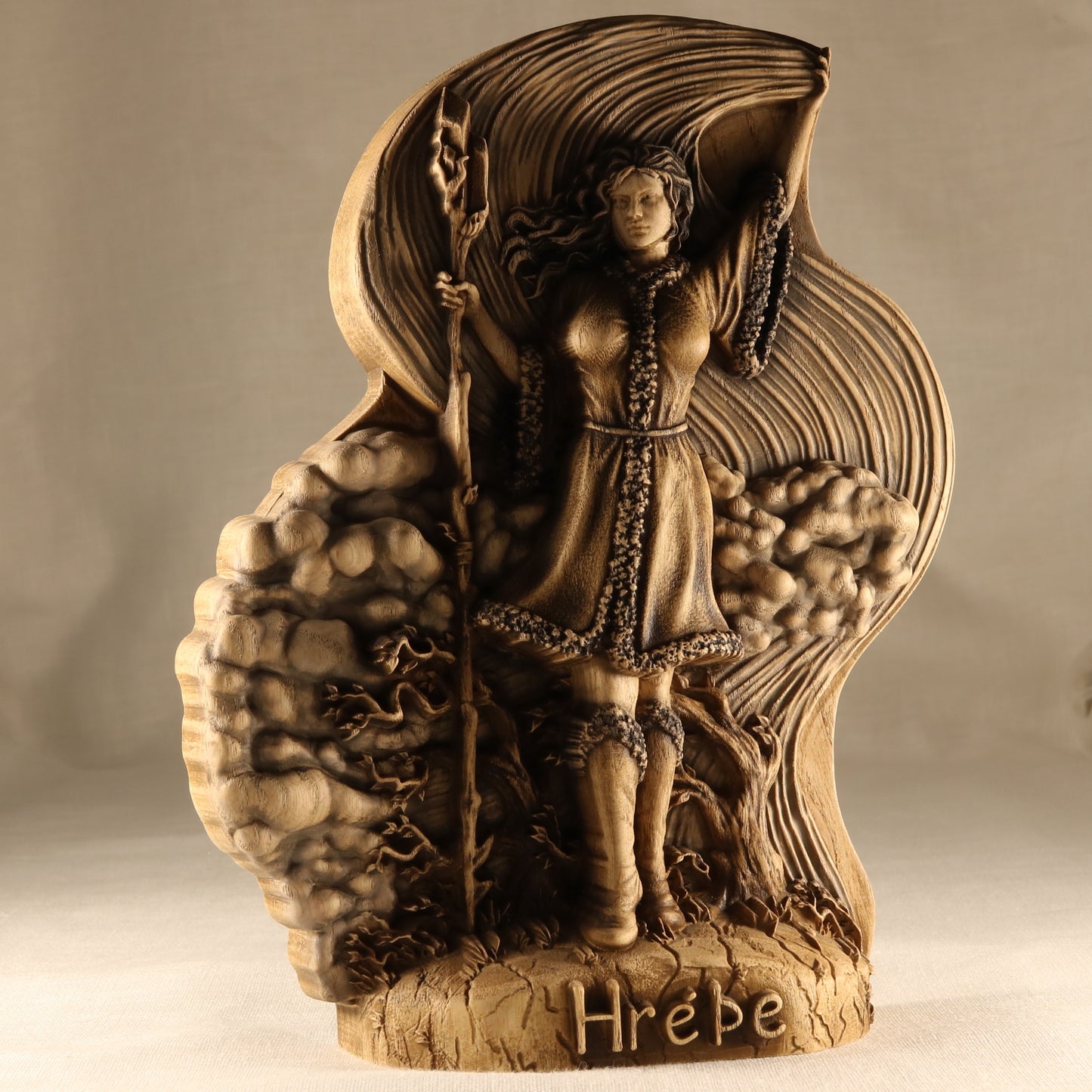 Hrepe Norse Mythology Statue - Wooden Scandinavian Gods