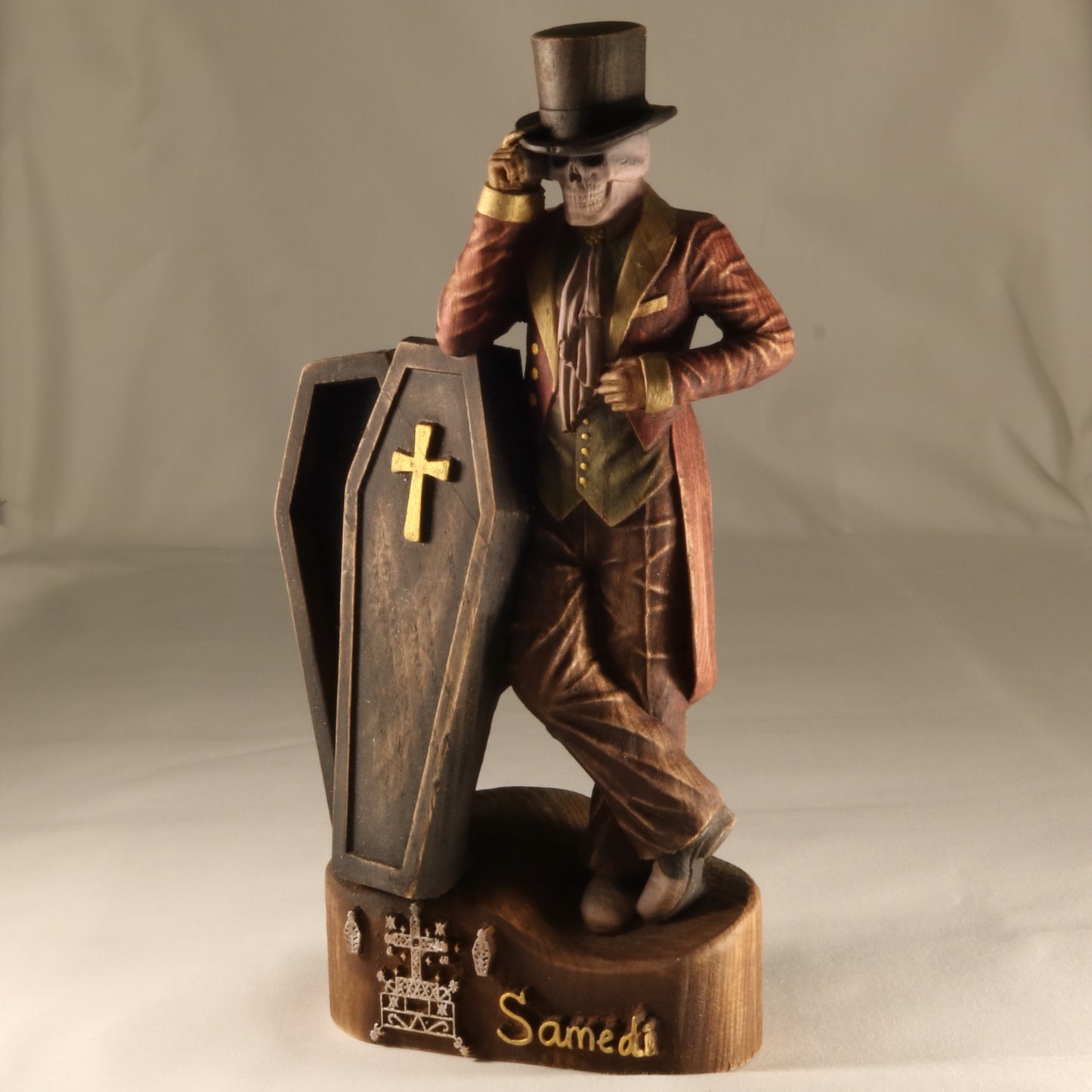 Baron samedi statue Voodoo statue Loa Gothic  Occult decor Gothic statue Voodoo skull