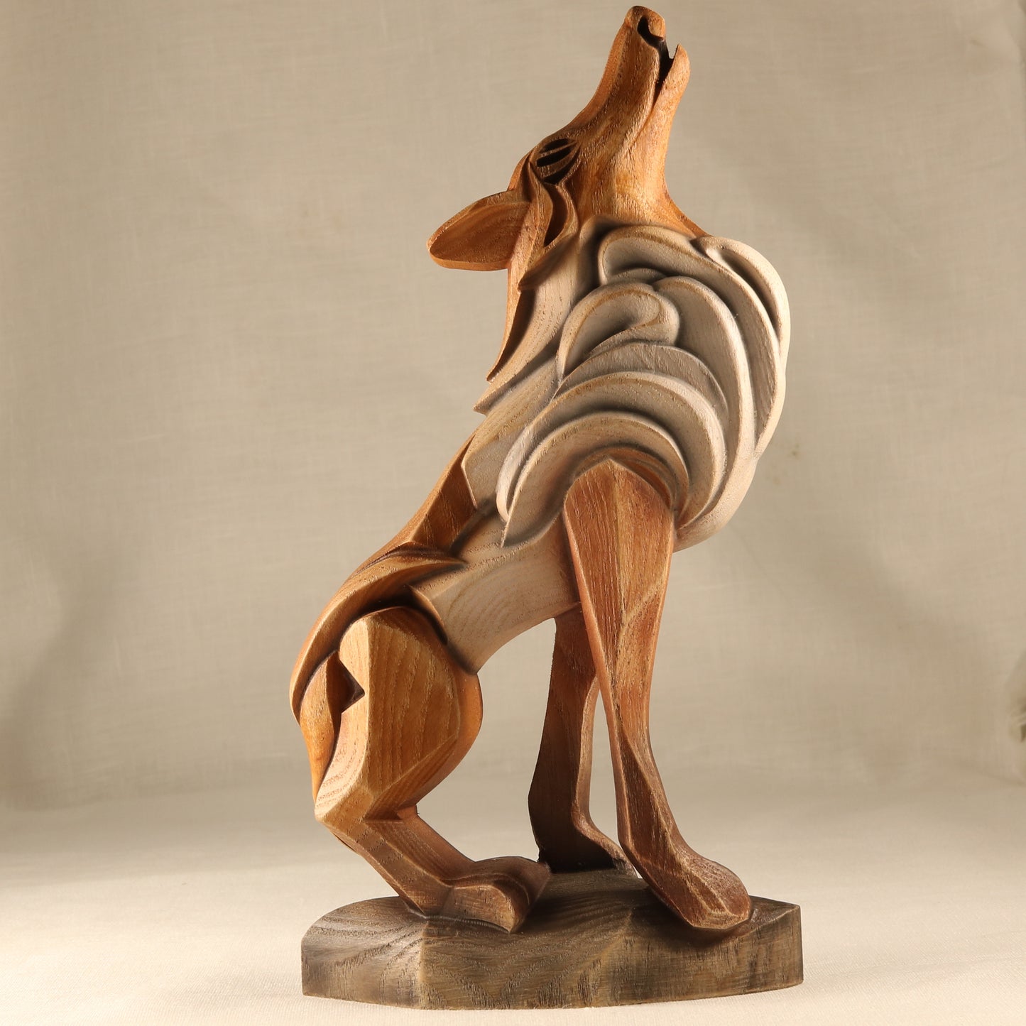 Wooden Wolf Fox Statue