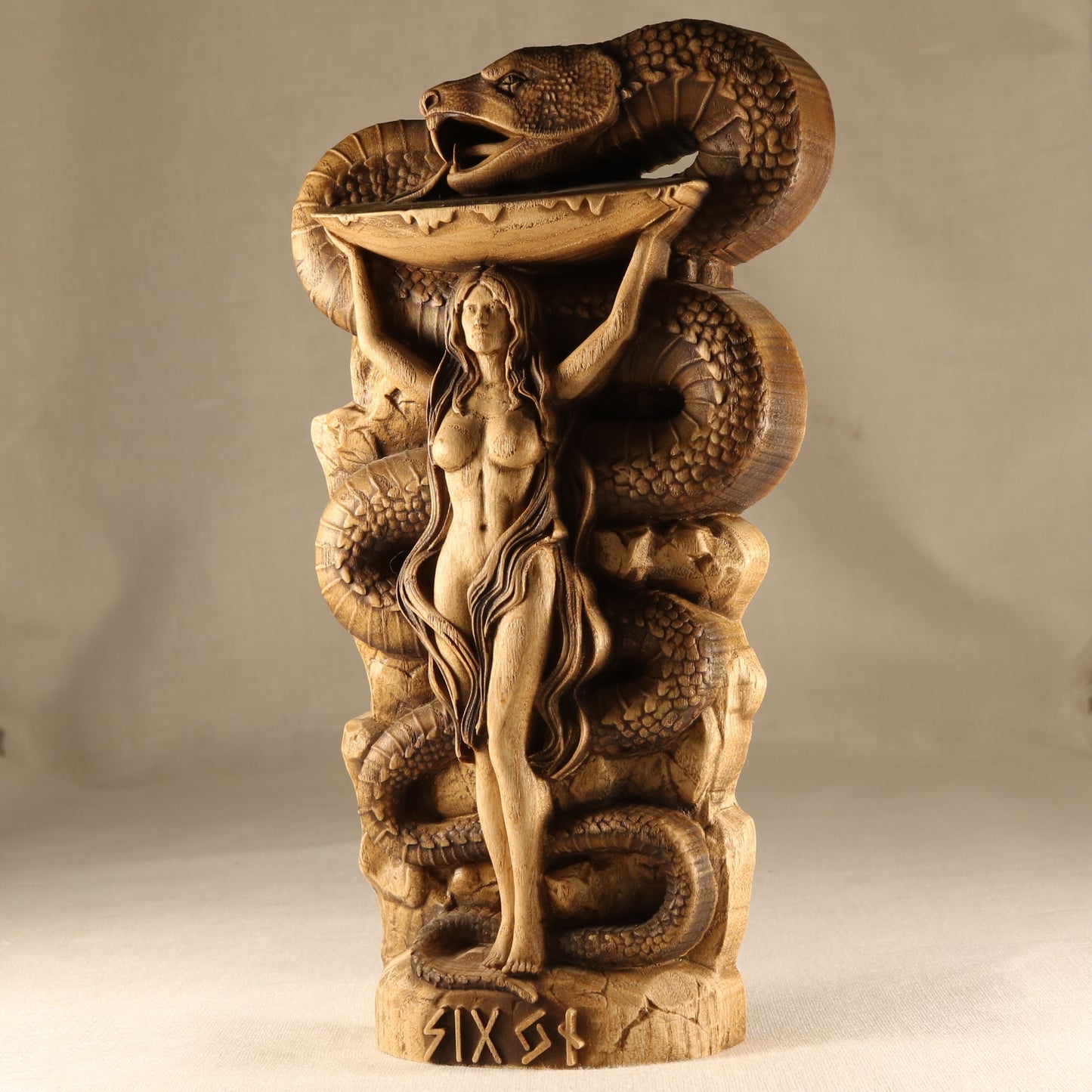 Sigyn Scandinavian Decor - Wooden Statue Norse Mythology