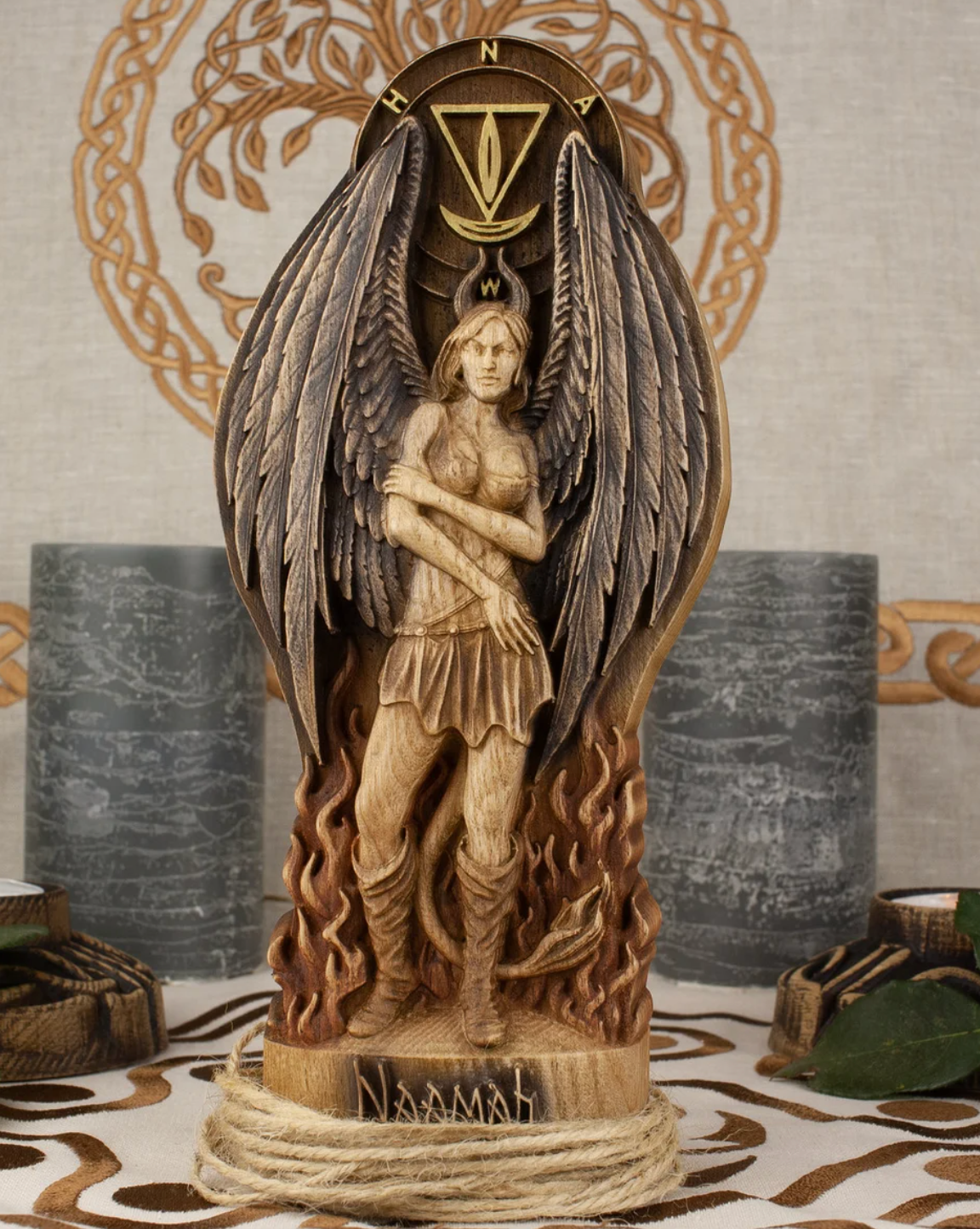 Succubus Naamah, Demoness, Occult decor Demon statue Lilith statue Dark goddess Goddess statue Pagan altar Wooden statue Wood carving