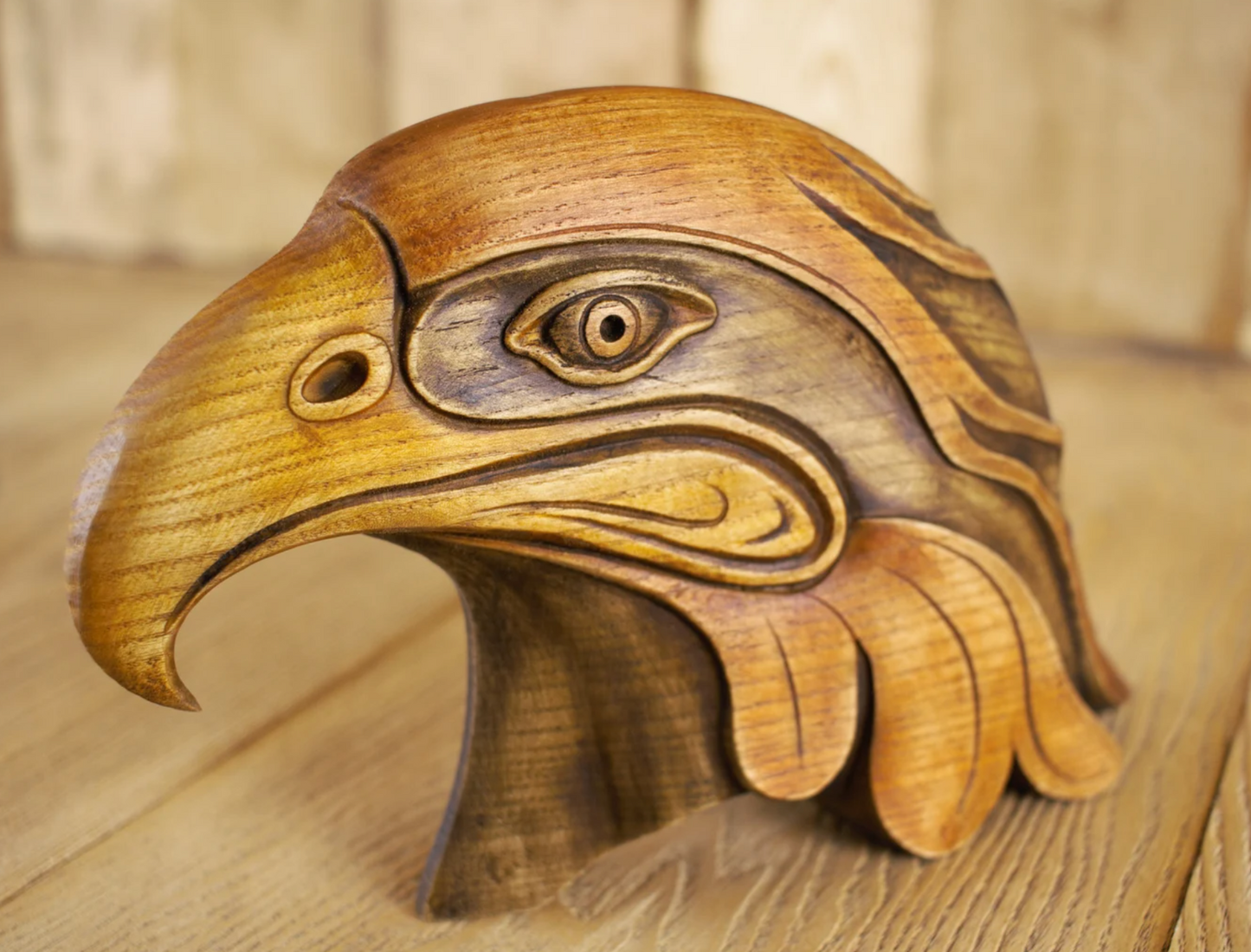 Handcrafted eagle head Wooden eagle sculpture Eagle collectible Carved eagle