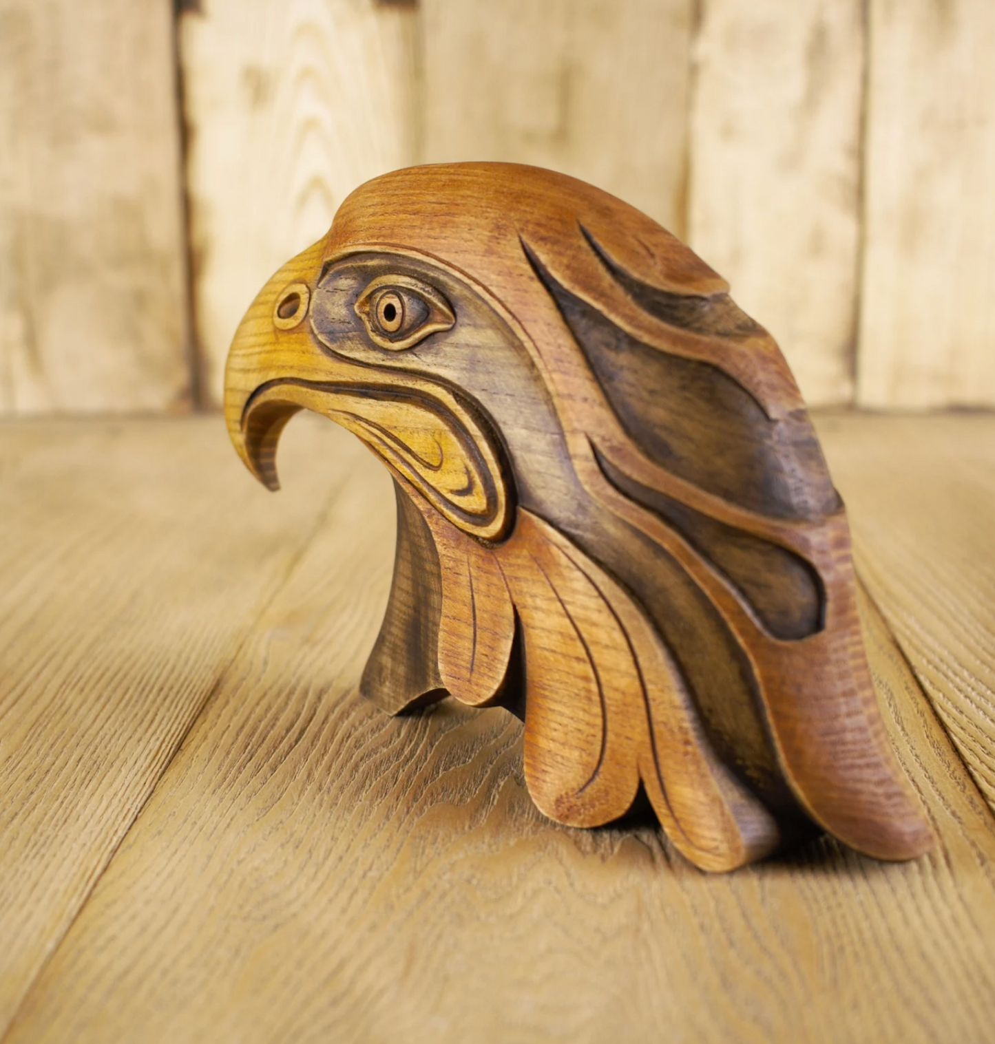 Handcrafted eagle head Wooden eagle sculpture Eagle collectible Carved eagle