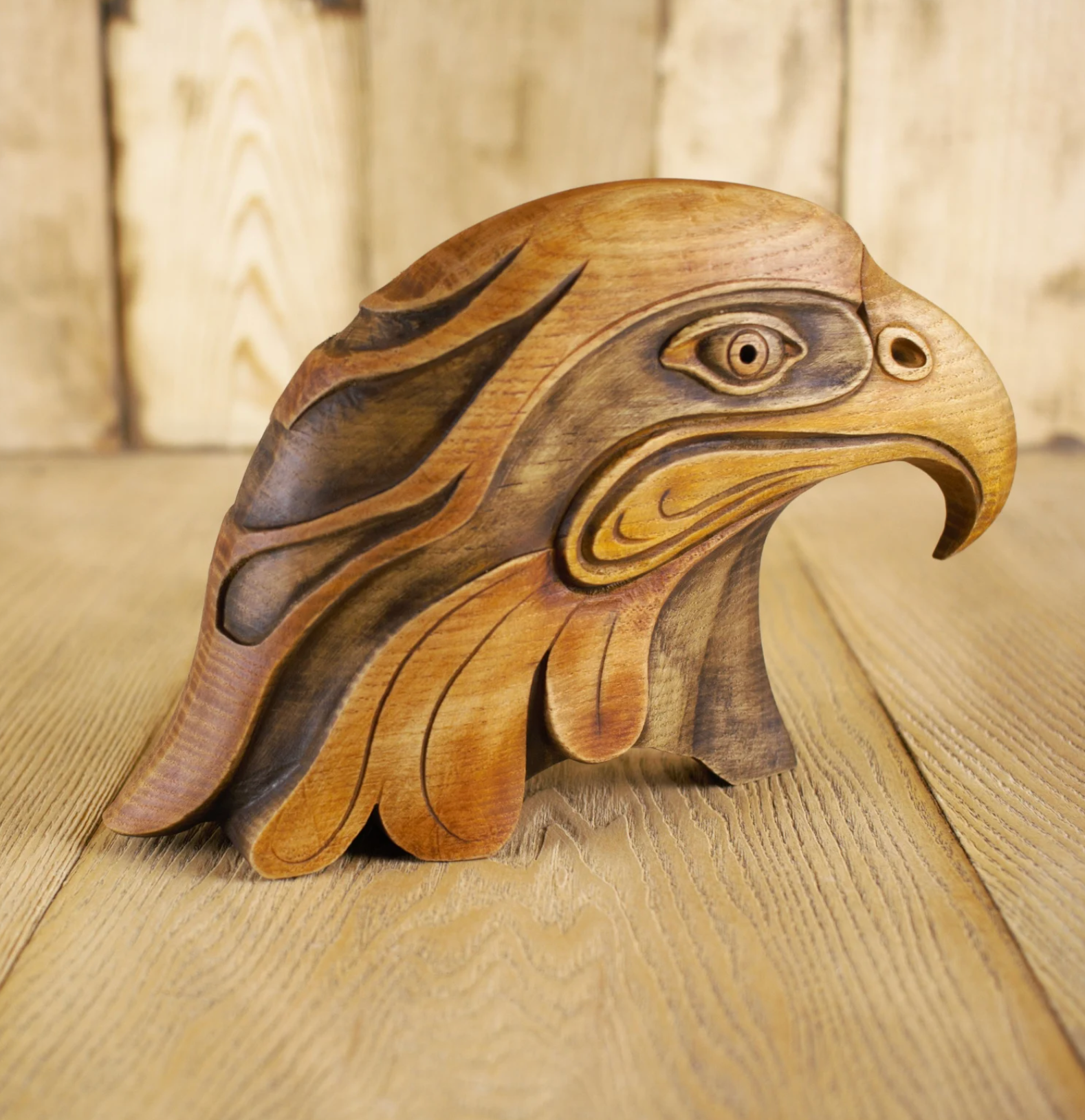 Handcrafted eagle head Wooden eagle sculpture Eagle collectible Carved ...