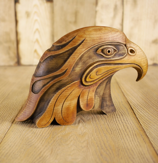 Handcrafted eagle head Wooden eagle sculpture Eagle collectible Carved eagle