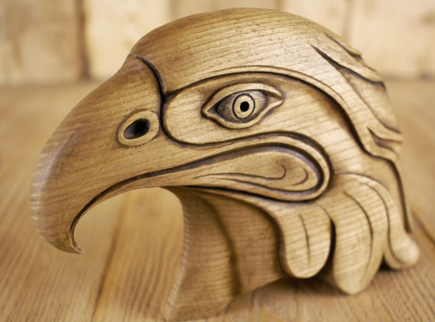 Handcrafted eagle head Wooden eagle sculpture Eagle collectible Carved eagle