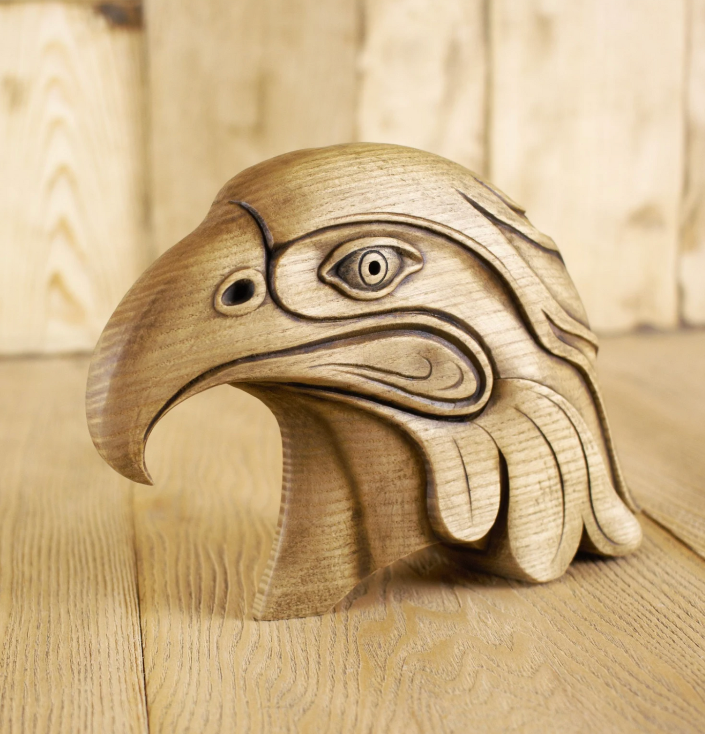 Handcrafted eagle head Wooden eagle sculpture Eagle collectible Carved eagle