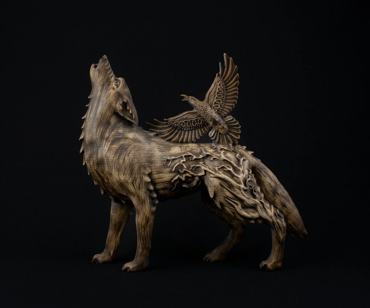 Raven & Wolf: Norse Mythology Statue