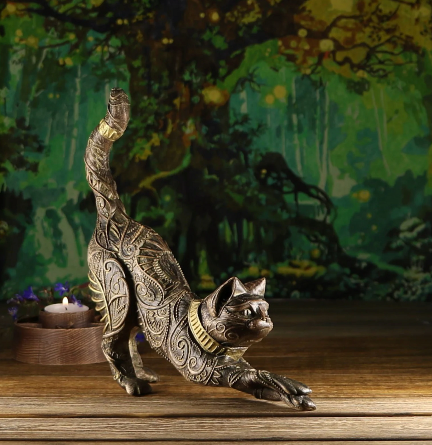 Cat, The Guardian Predator, wooden statue, carving statue