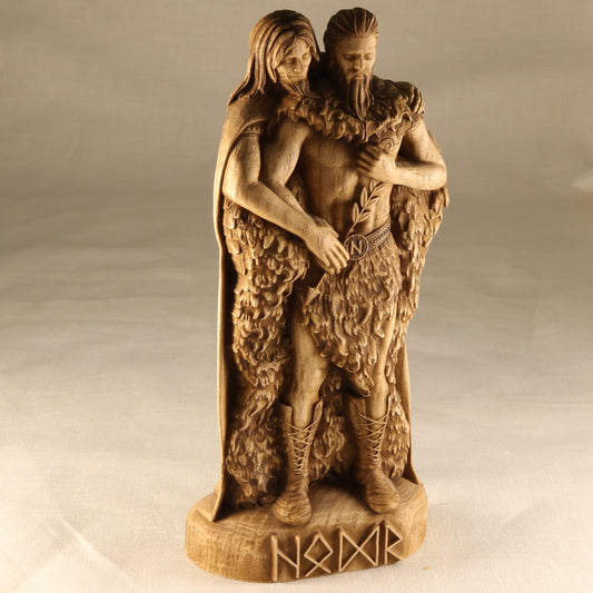 Wooden Höðr Statue - Viking Home Decor