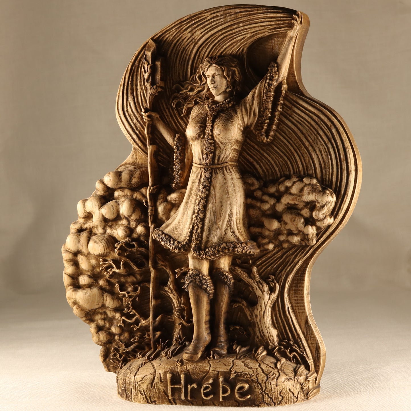 Hrepe Norse Mythology Statue - Wooden Scandinavian Gods