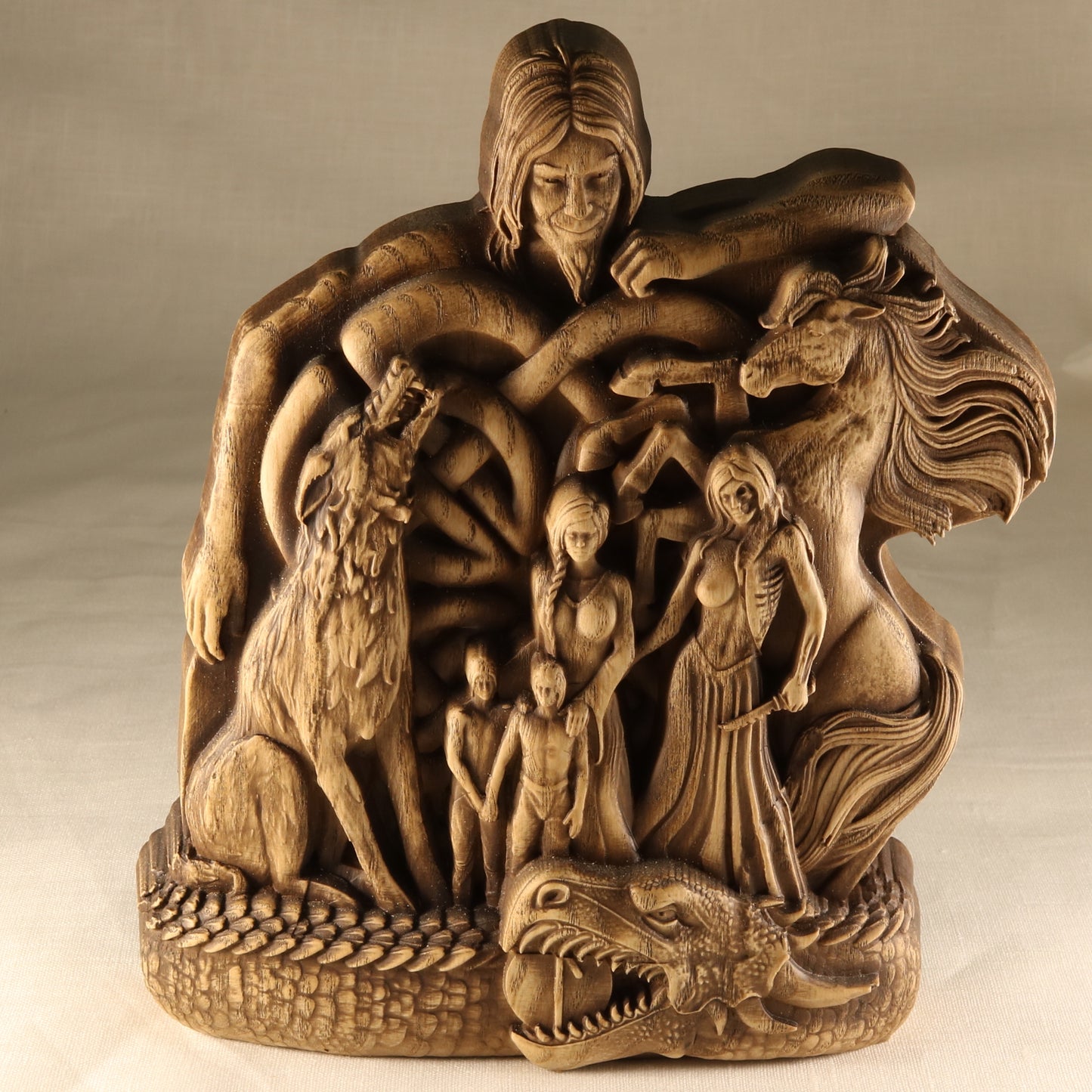 Loki, Norse gods,Lokі’s family, Norse mythology, Wooden statue