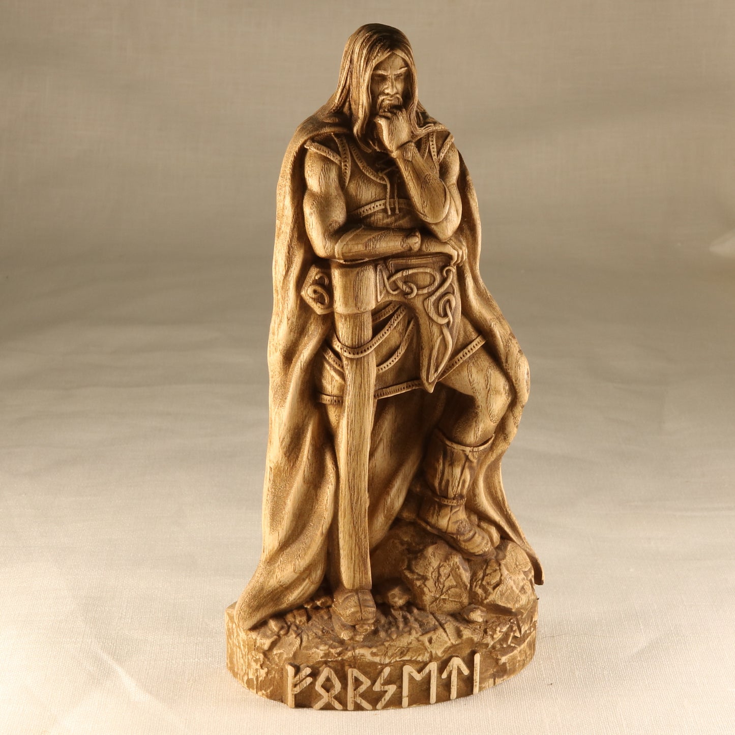 Handmade Forseti Statue - Carved Wood Figurines