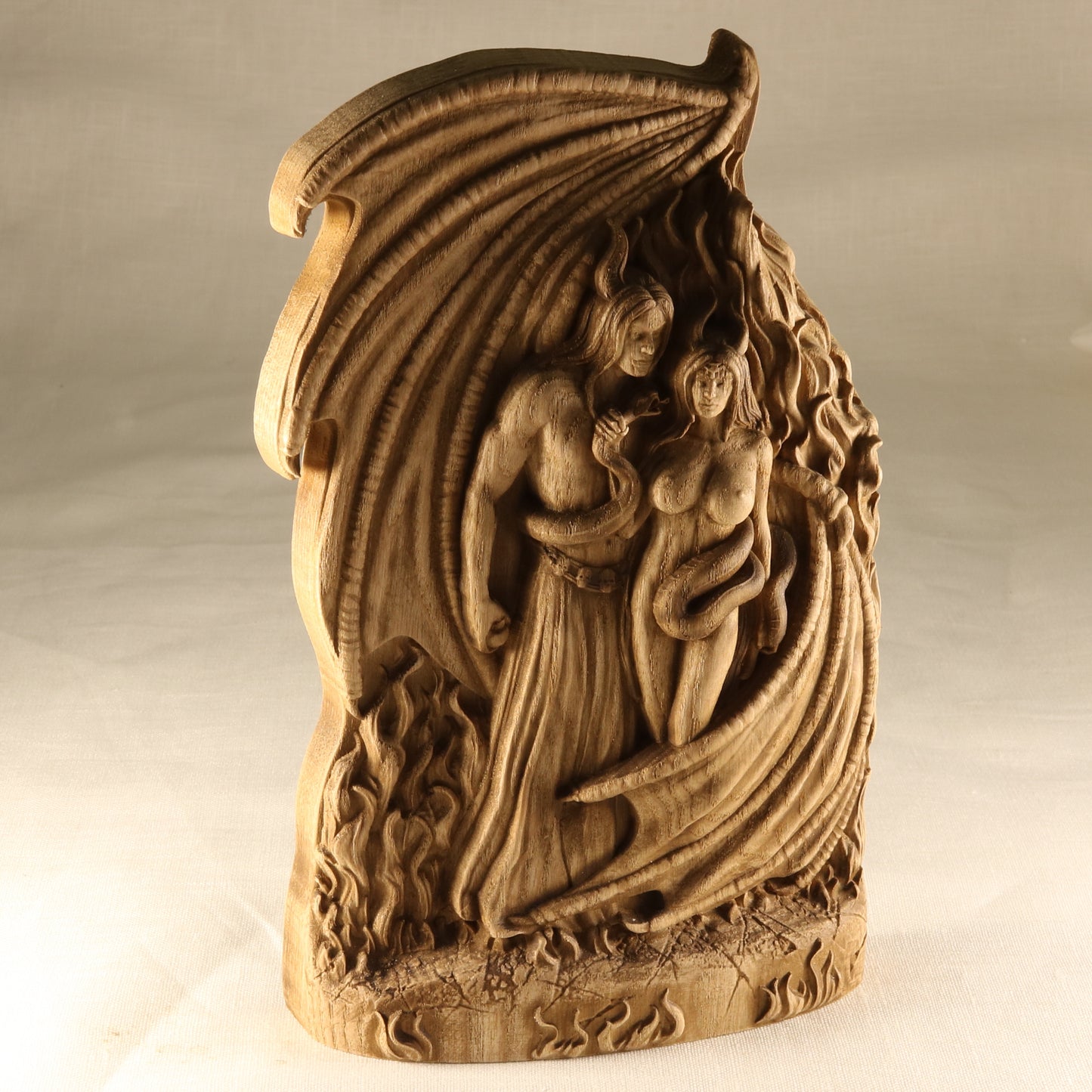 Lucifer & Lilith, Wooden Dark goddess, wooden statue