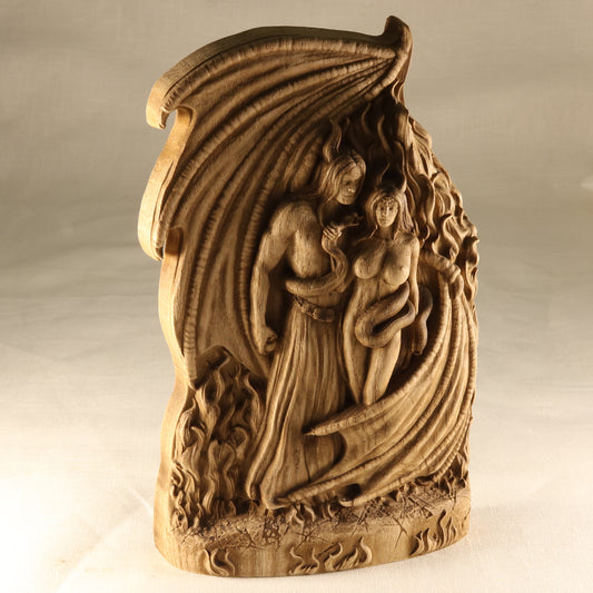 Lucifer & Lilith, Wooden Dark goddess, wooden statue