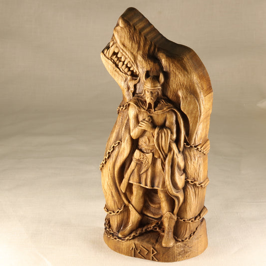 Norse God Tyr Statue -  Wood carving