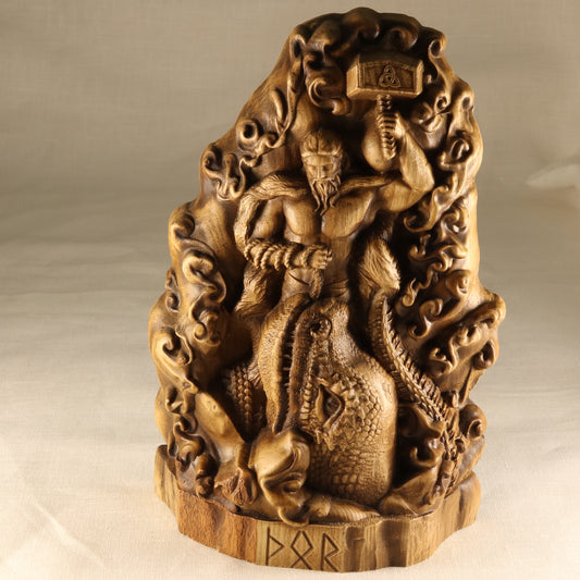 Thor, Norse gods, Wood carving, Wooden statue