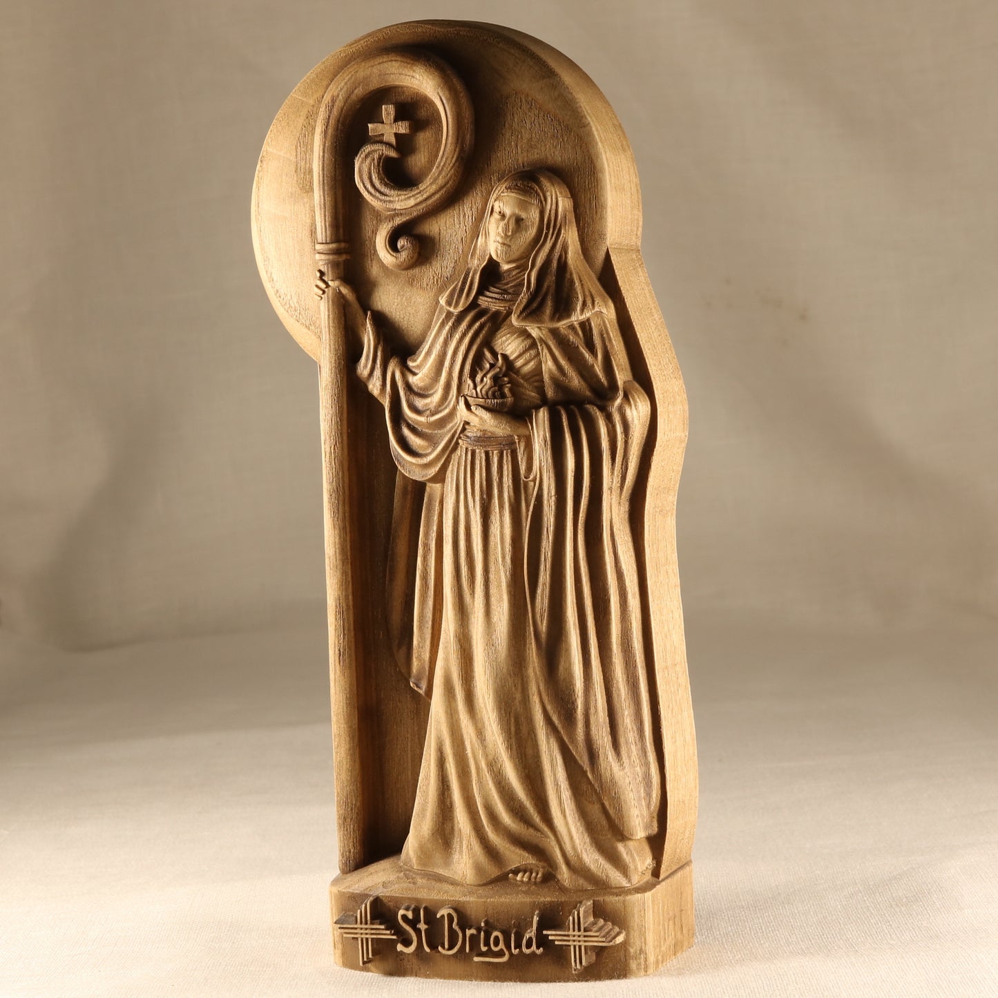 Wooden Saint Brigid Statue