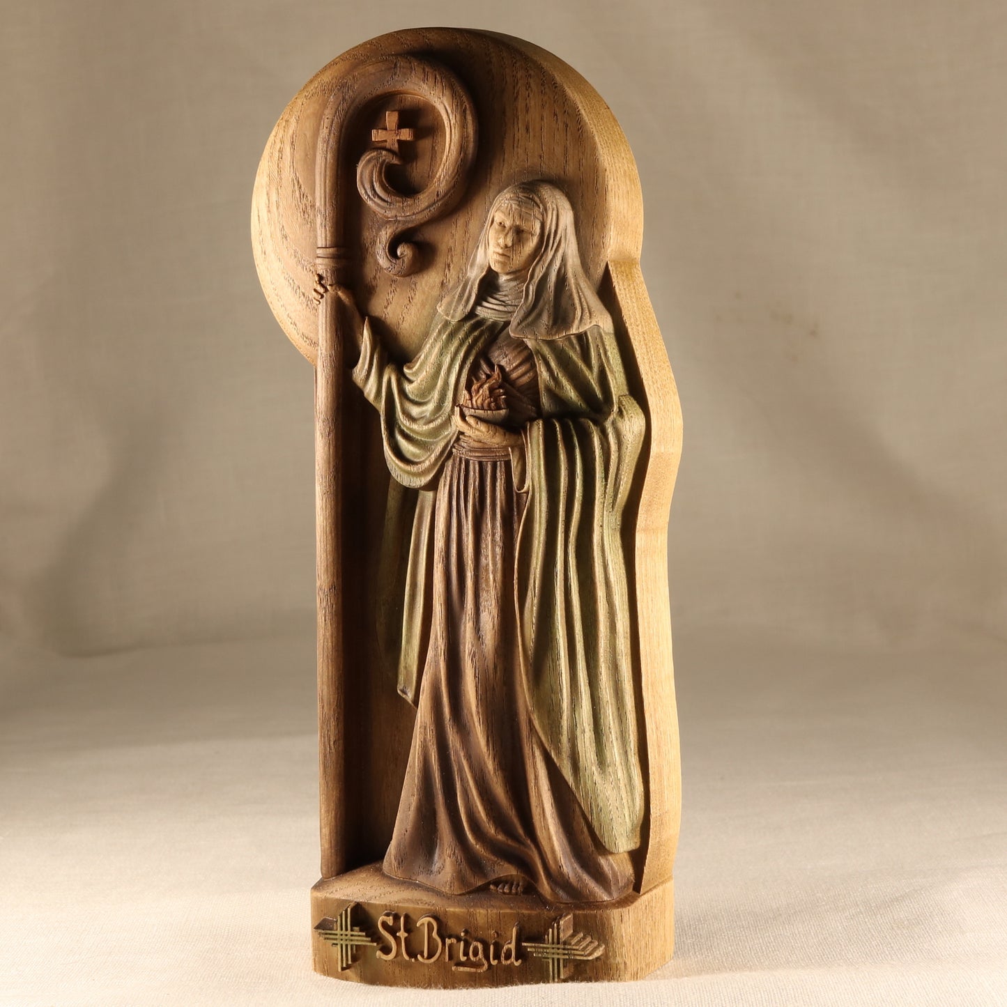 Wooden Saint Brigid Statue